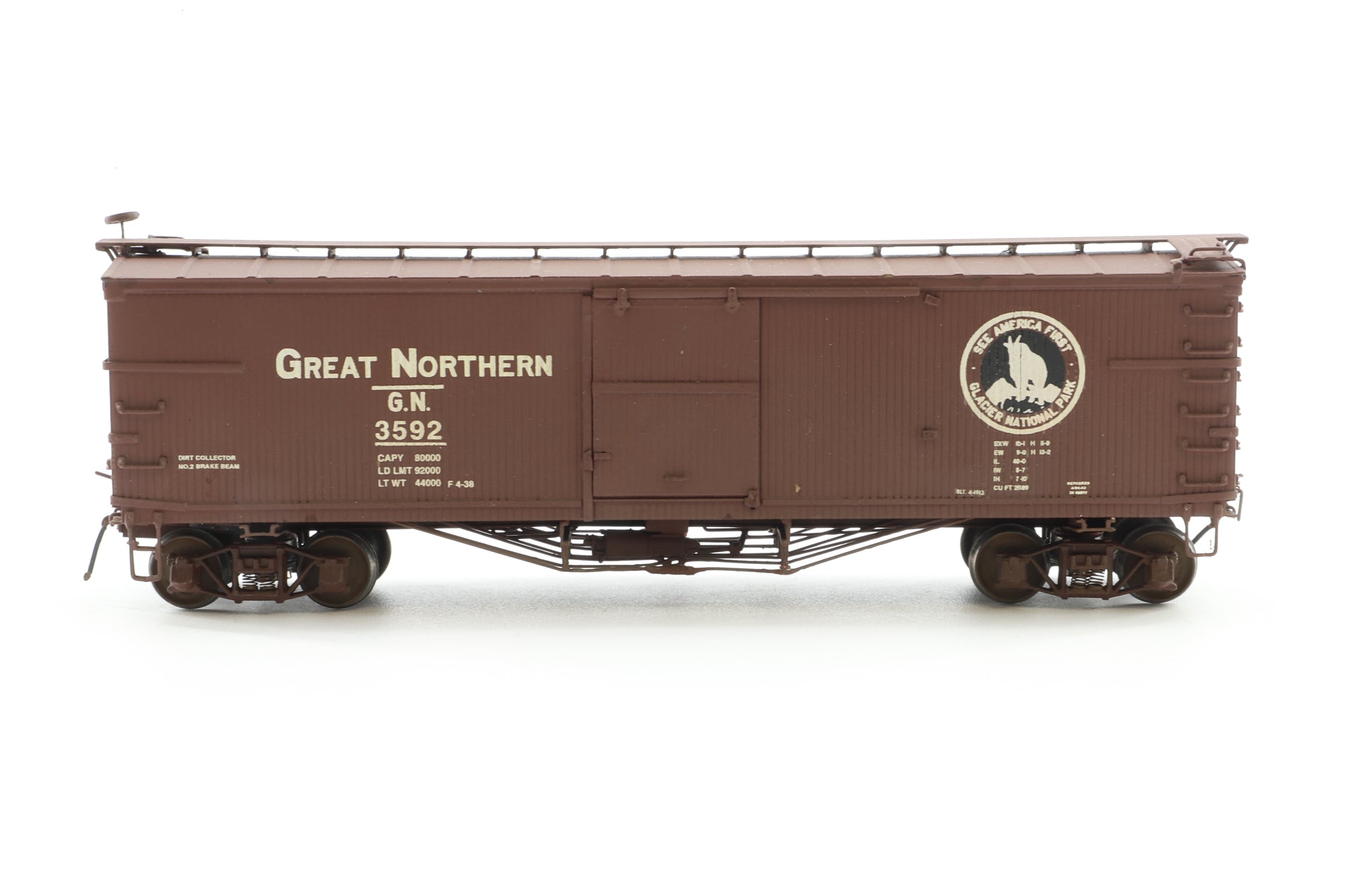 Nickel Plate Products HO Brass Box car GN 40' wood w/ truss rods '3592' Weathered