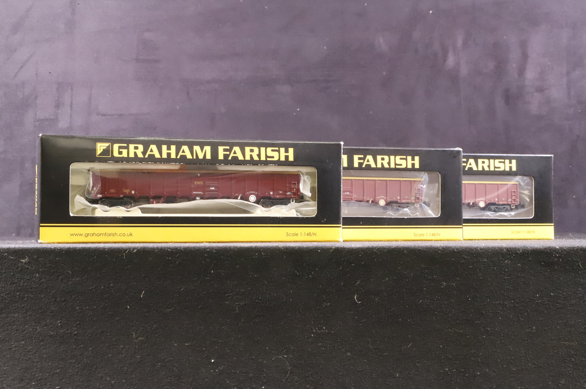 Graham Farish N Rake of 3 MBA Megabox High-Sided Bogie Box Wagons, Inc. 377-650 &amp; 2 x 377-650A
