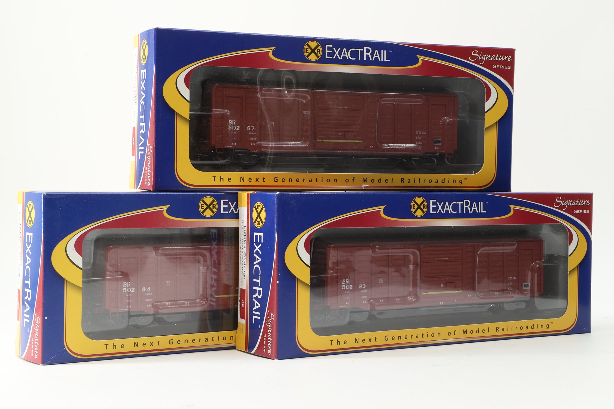 Exact Rail HO Rake Of 3 P-S Waffle Side Box Cars Inc. EPS 90312-1, 90312-2 & 90312-3