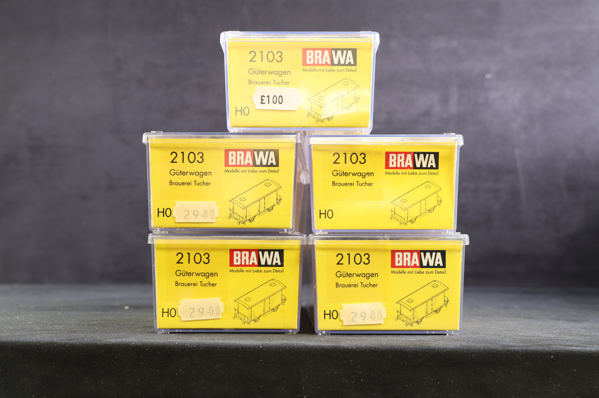 Brawa HO Pack of 5 x 2103 Goods Wagons &#39;Brauerei Nurnberg&#39;