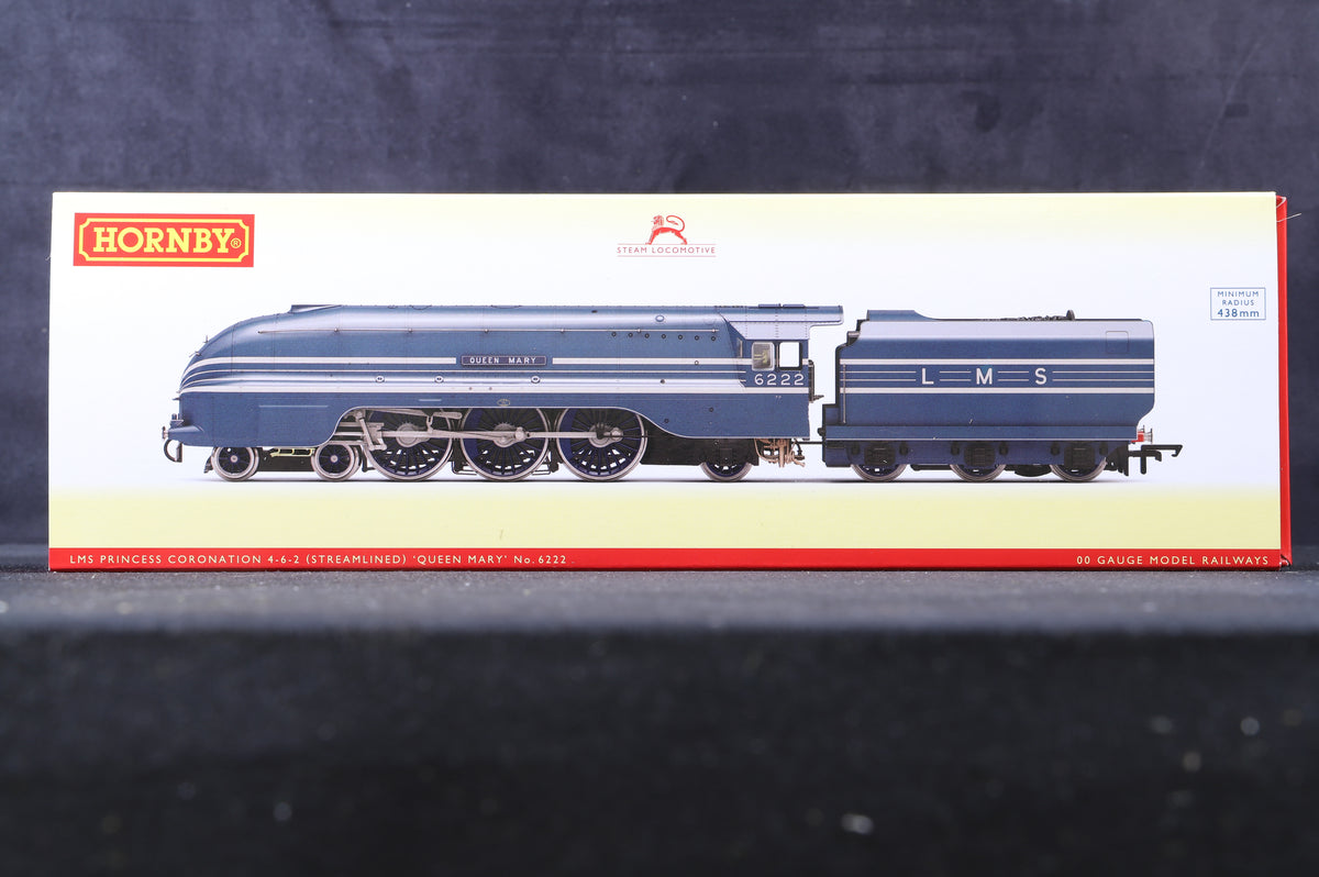 Hornby OO R30228 LMS Princess Coronation 4-6-2 Princess Coronation Streamlined &#39;6222&#39; &#39;Queen Mary&#39; LMS Blue