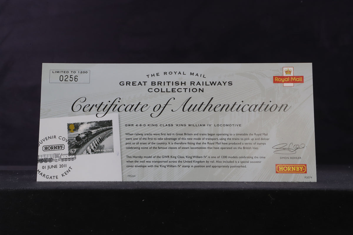 Hornby OO R3074 GWR 4-6-0 King Class &#39;King William IV&#39; Royal Mail Great British Railways Ltd Ed.256/1200