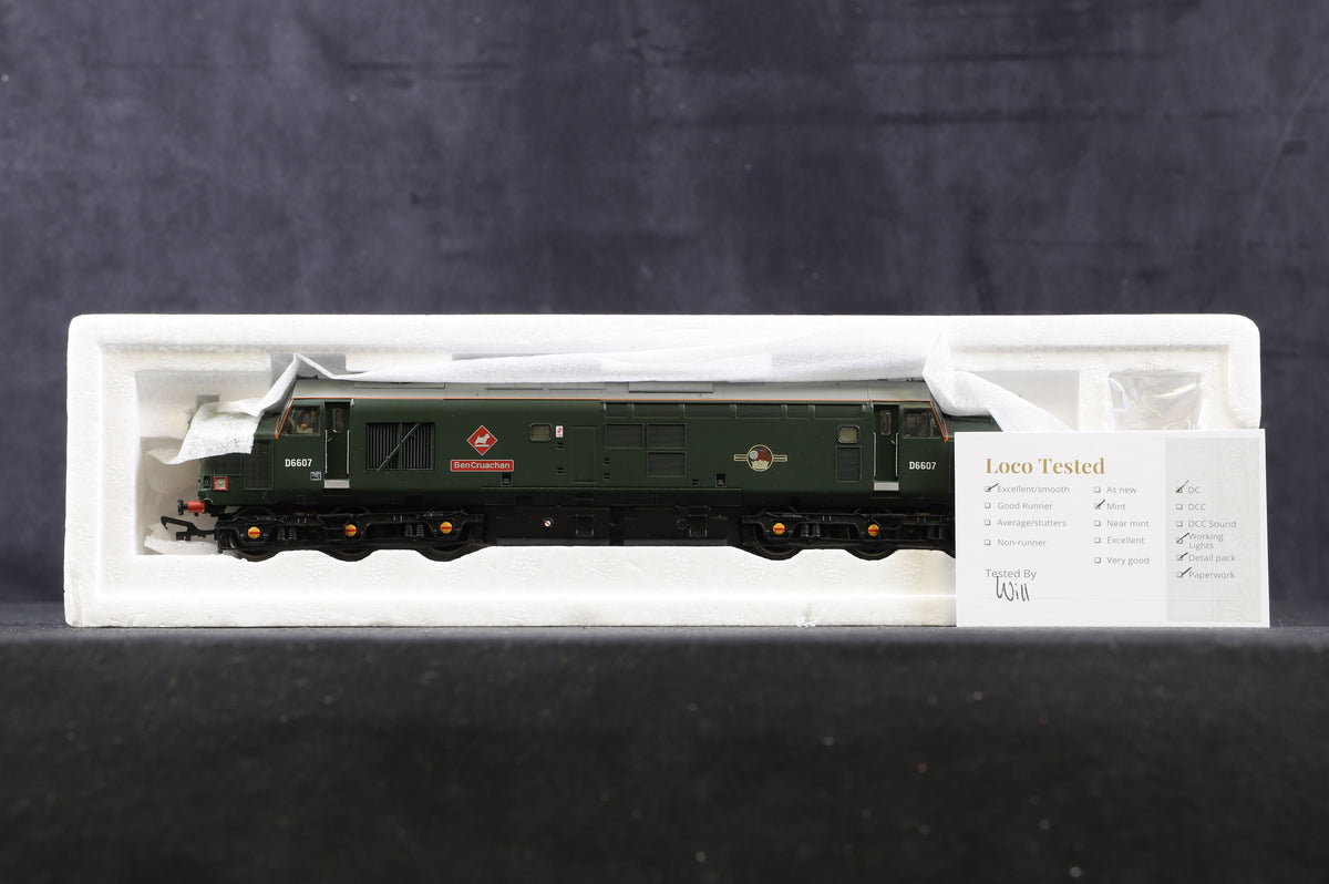 Bachmann OO 32-375Z Class 37/4 D6607 &#39;Ben Cruchan&#39; in BR Green Livery with Late Crest