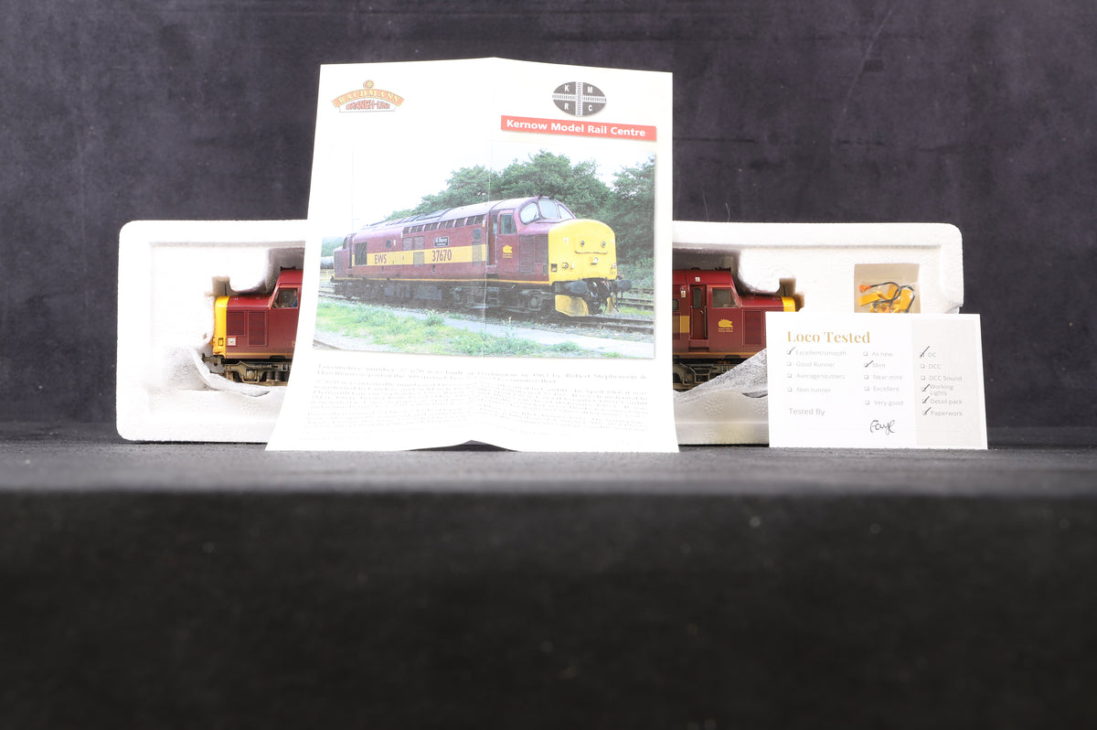 Class 37/5 37670 &#39;St. Blazey - T&amp;RS Dept&#39; in EWS Maroon &amp; Yellow Livery (weathered) - Limited Edition 262/512