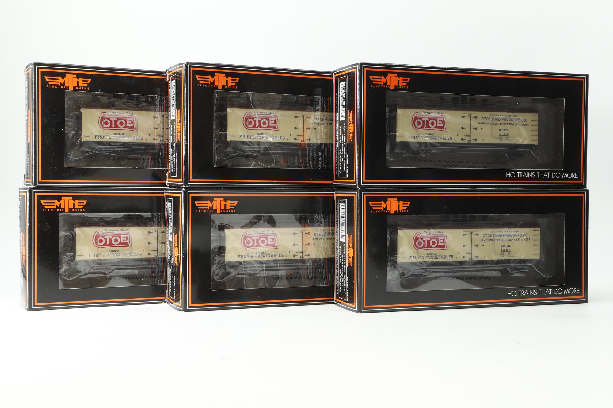 MTH HO 80-90028 Rake of 6x R40-2 Reefer Cars in OTOE Food Products Liveries