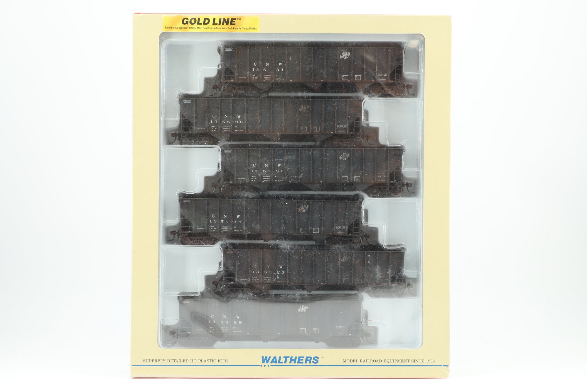 Walthers HO 932-7855 Pack Of 6 100 Ton Coal Hopper Chicago & North Western Wagons Weathered