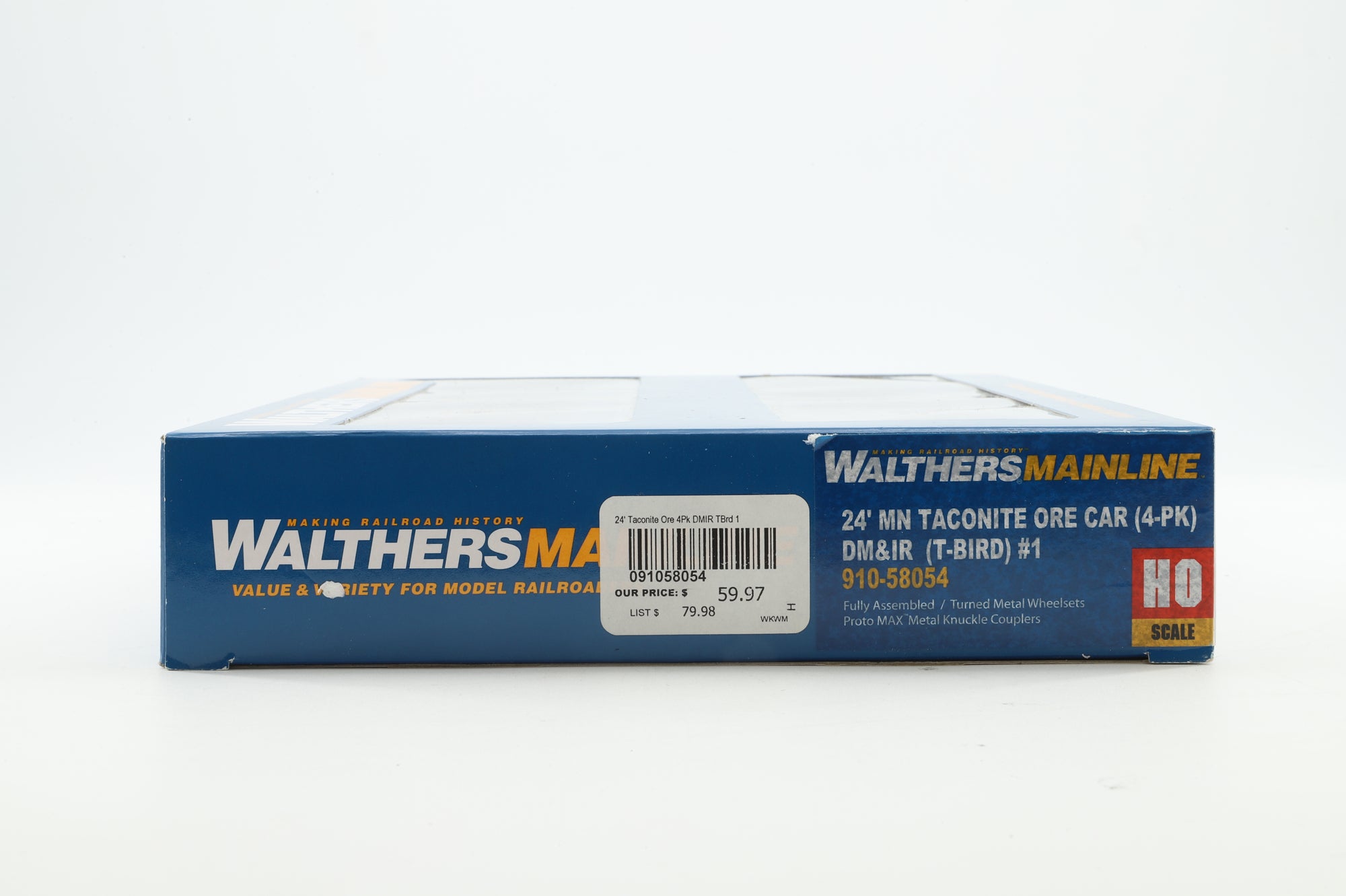 Walthers HO 910-58054 4-Pack of 24' MN Taconite Ore Cars in DMIR T-Bird Livery - Pro-Weathered & Renumbered