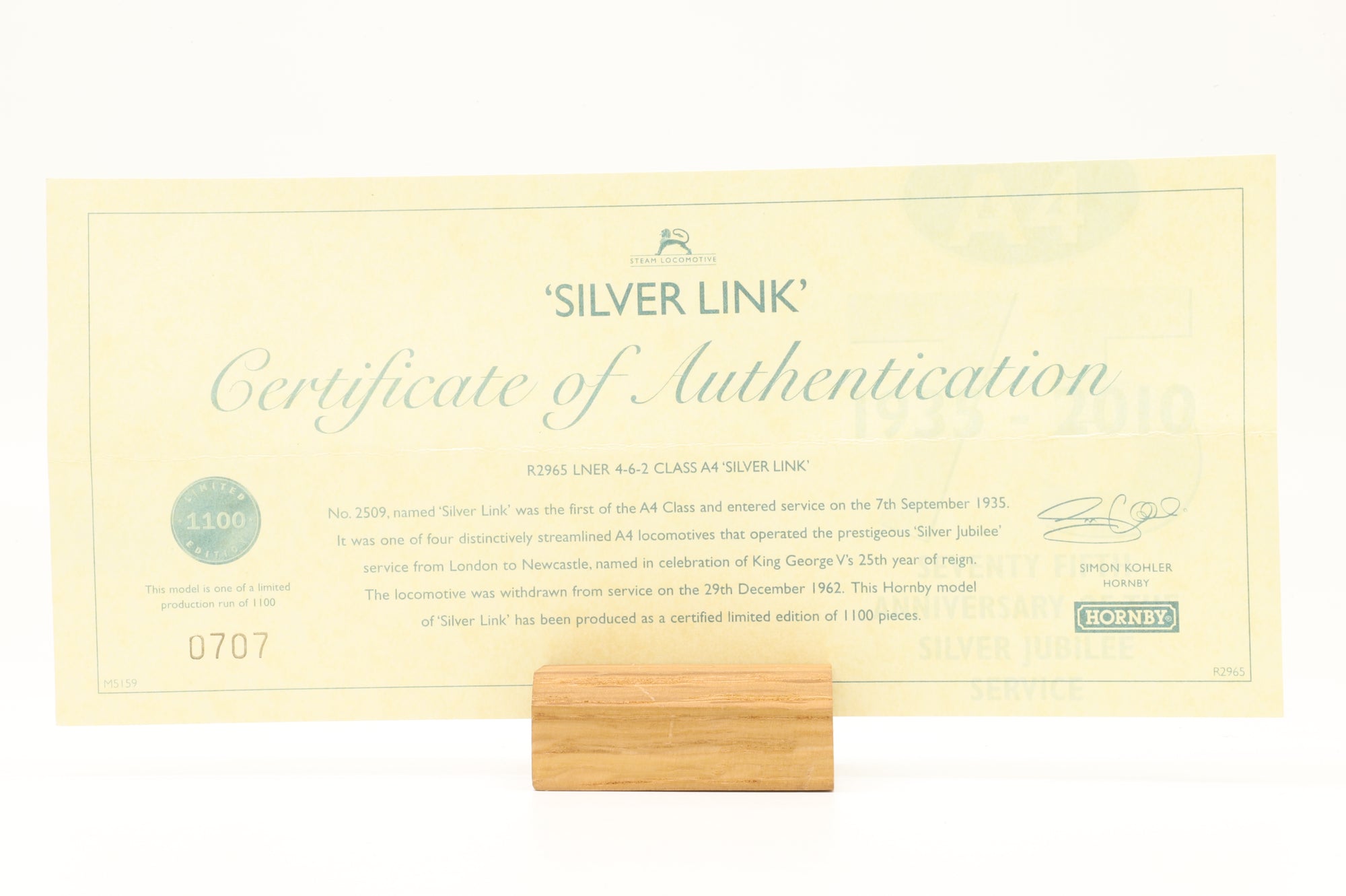 Hornby OO R2965 A4 Class 2509 'Silver Link' in LNER Silver