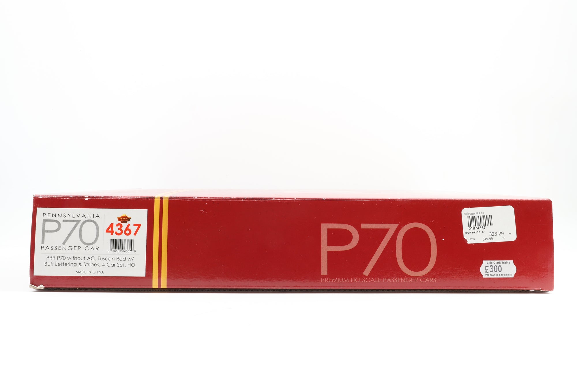 Broadway Imports HO 4367 Pennsylvania Passenger Car PRR P70 without AC Tucson Red w/Buff Lettering & Stripes, 4-Car Set