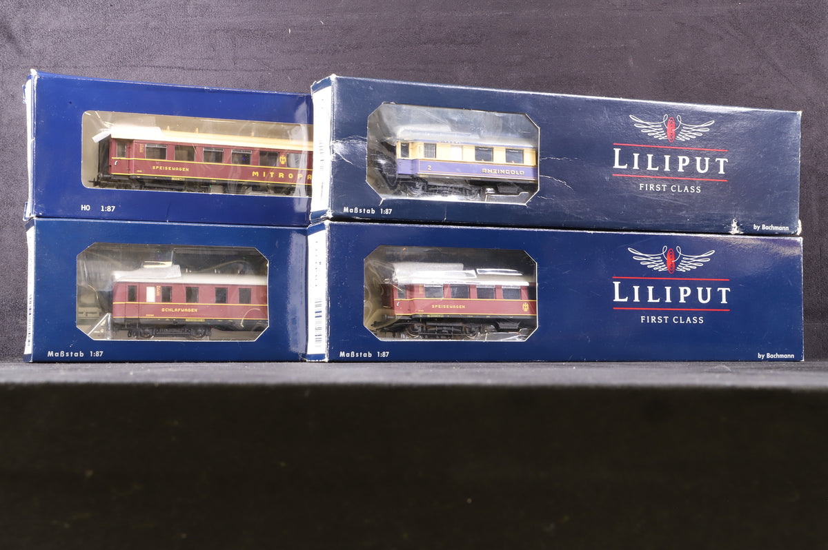 Liliput HO Rake Of 4 German Coaches Inc. L383703, L382703, L382701 &amp; L38250