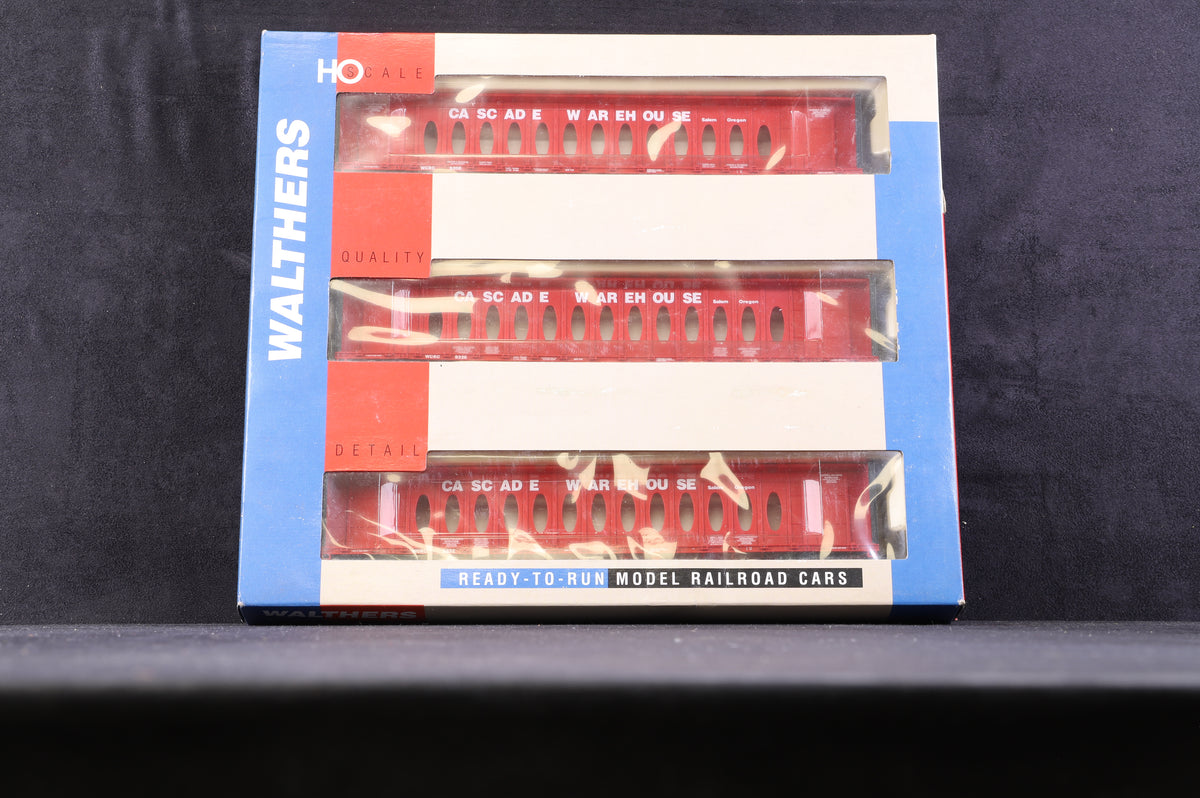 Walthers HO 932-34108 72&#39; Centre Beam Flat Car 3 Pack Cascade Warehouse - Opera