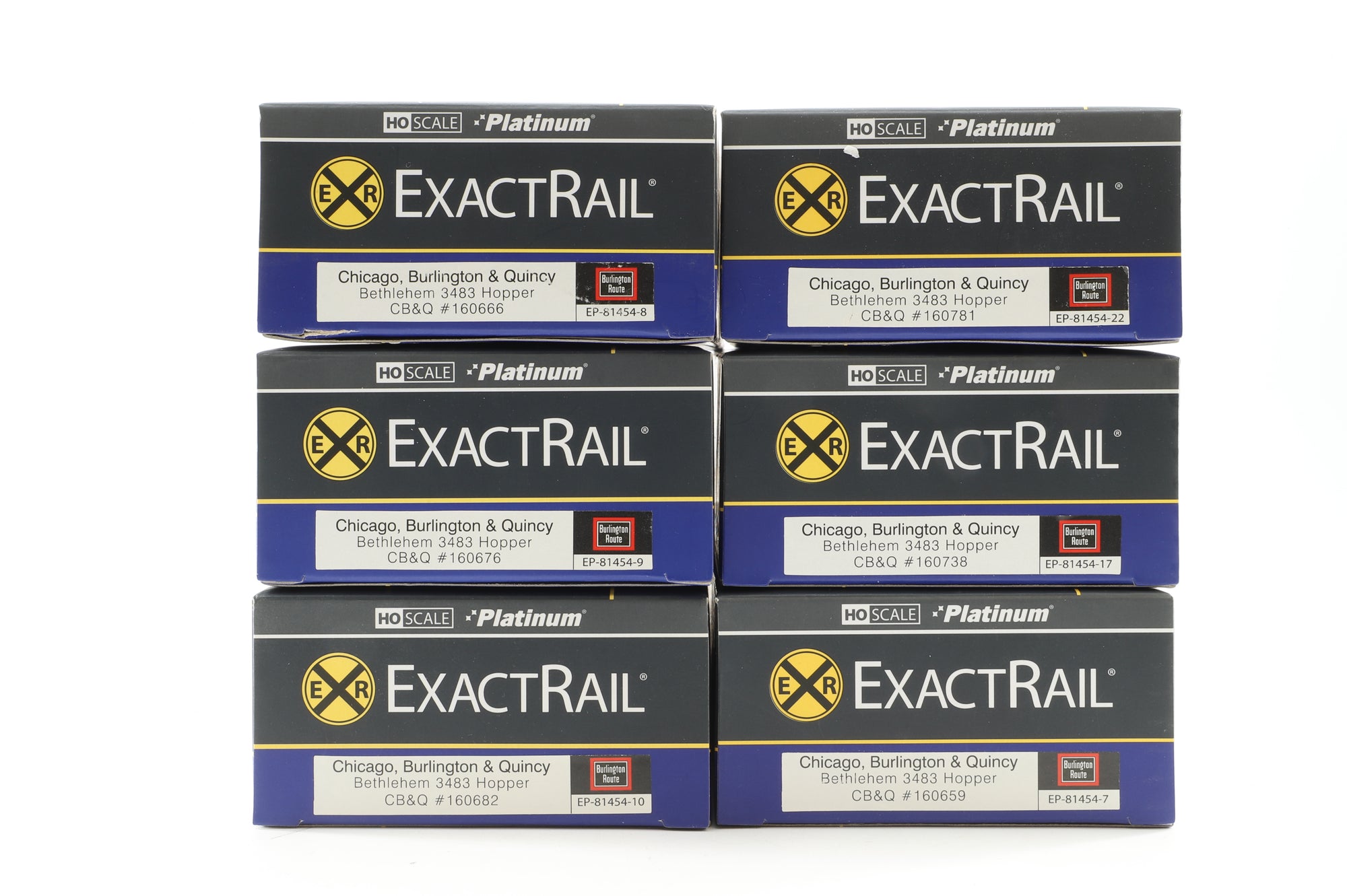 Exact Rail HO Rake Of 6 C,B&Q Bethlehem Hoppers Inc. EP814548, EP814549, EP8145410, EP8145422, EP8145417 & EP814547