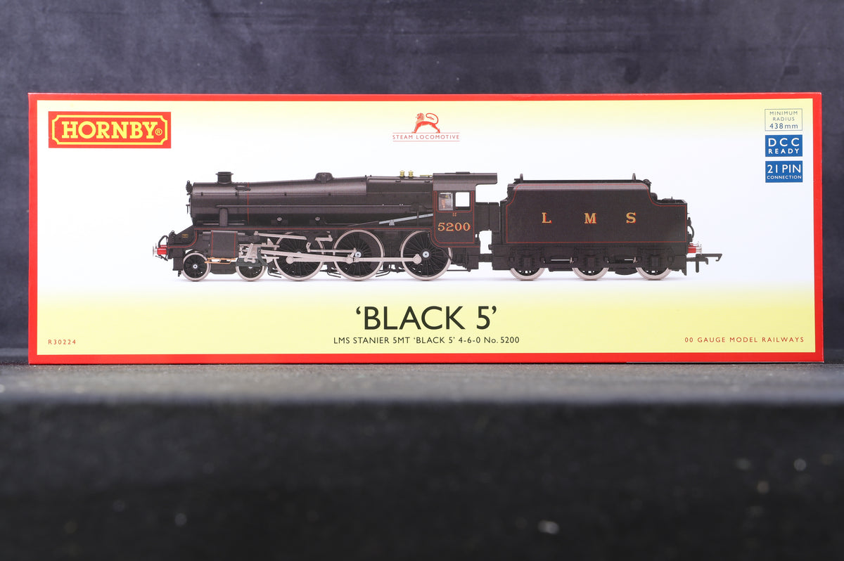 Hornby OO R30224 LMS Stanier 5MT Black 5 &#39;5200&#39; LMS Black