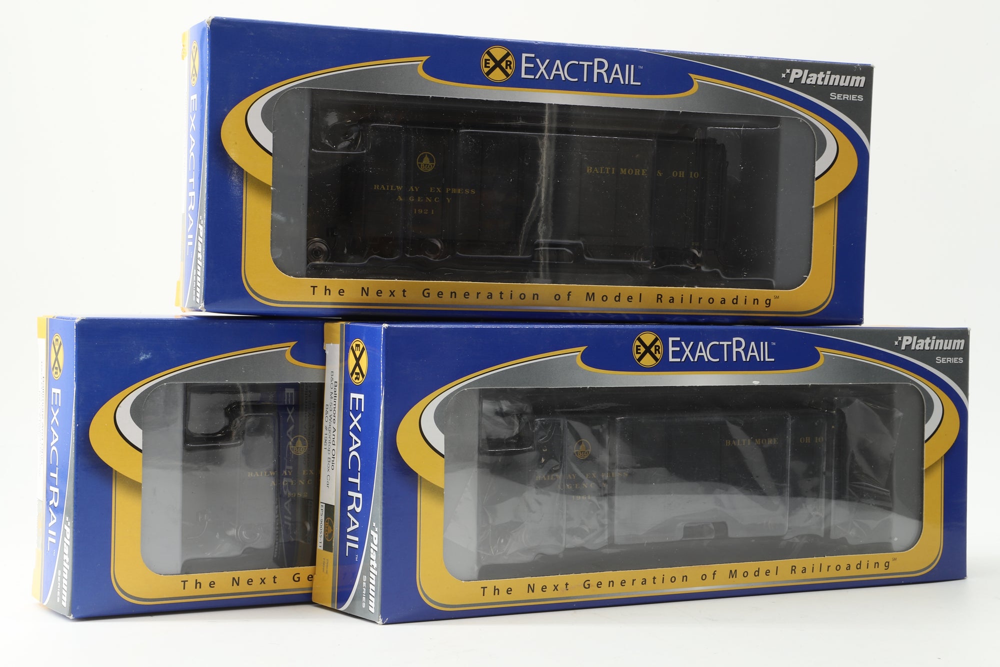 Exact Rail HO Rake Of 3 B&O M-53 Wagontop Box Cars Inc. EPS 90055-3, 90055-11 & 90055-6
