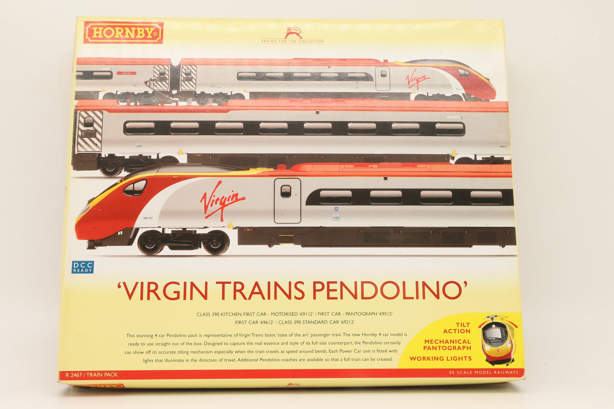 Hornby OO R2467 Class 390 Pendolino 4-Car EMU in Virgin Trains Livery