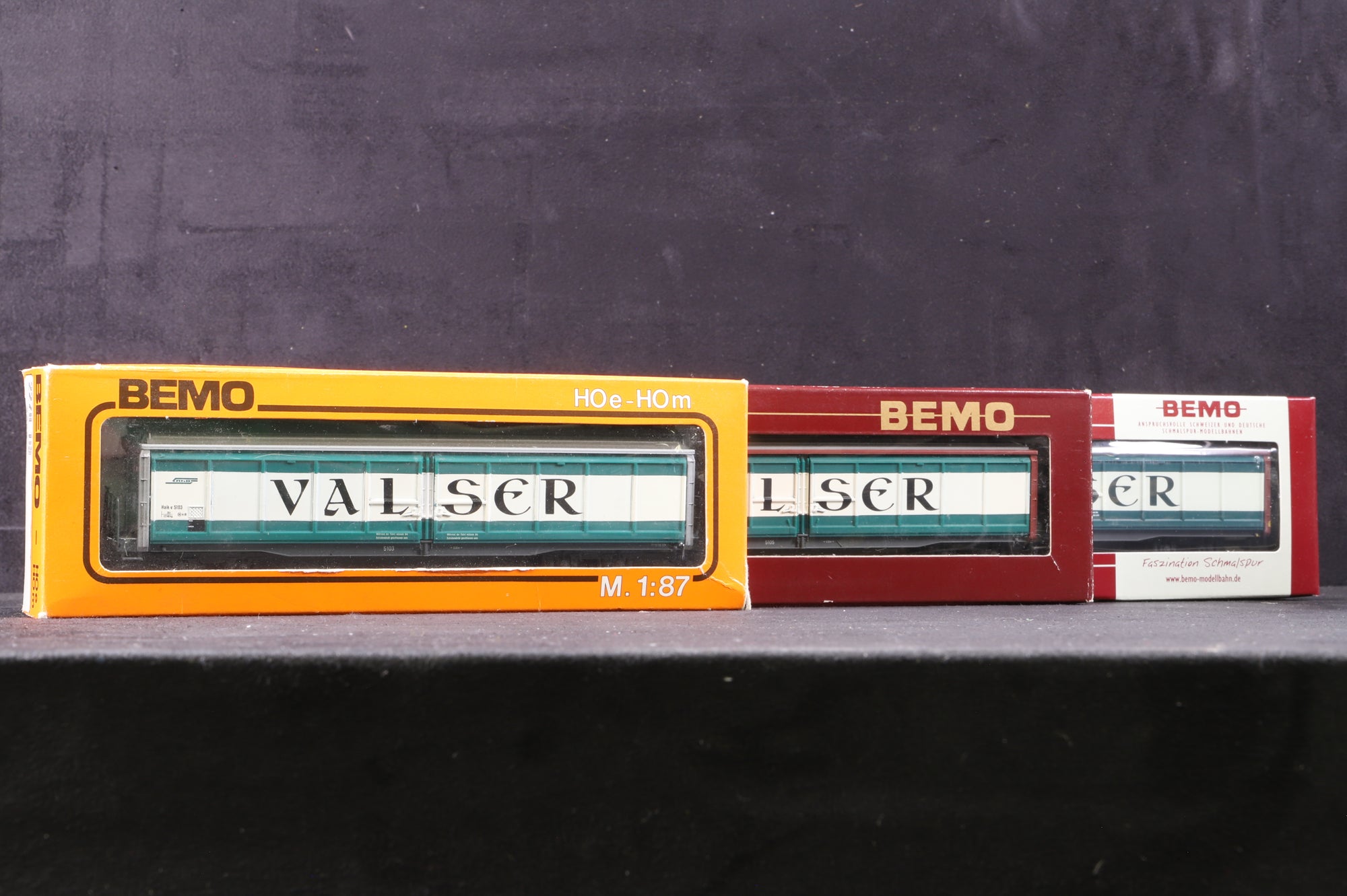 Bemo HOe-HOm Rake Of 3 RhB Valser Wagons Inc. 2278 125, 2278 124 & 2278 113