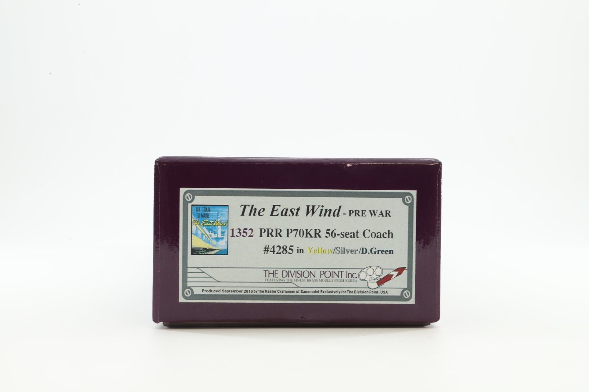 The Division Point HO Brass 1352 Passenger Car EastWind PRR P70KR 56 seat Coach  Yellow/silver '4296'