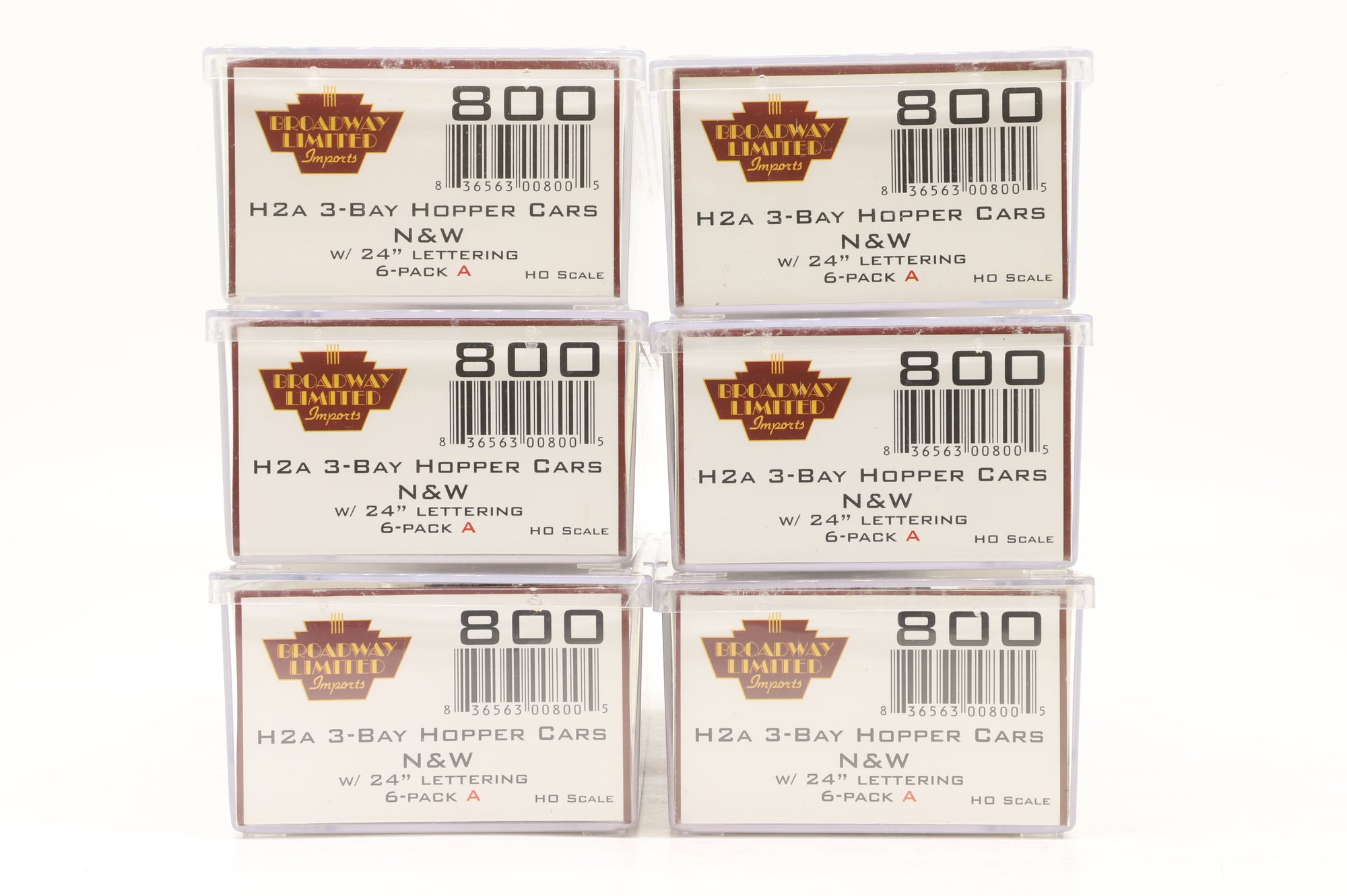 Broadway Limited HO 800 6-Pack of H2A 3-Bay Hopper Cars in N&W Black