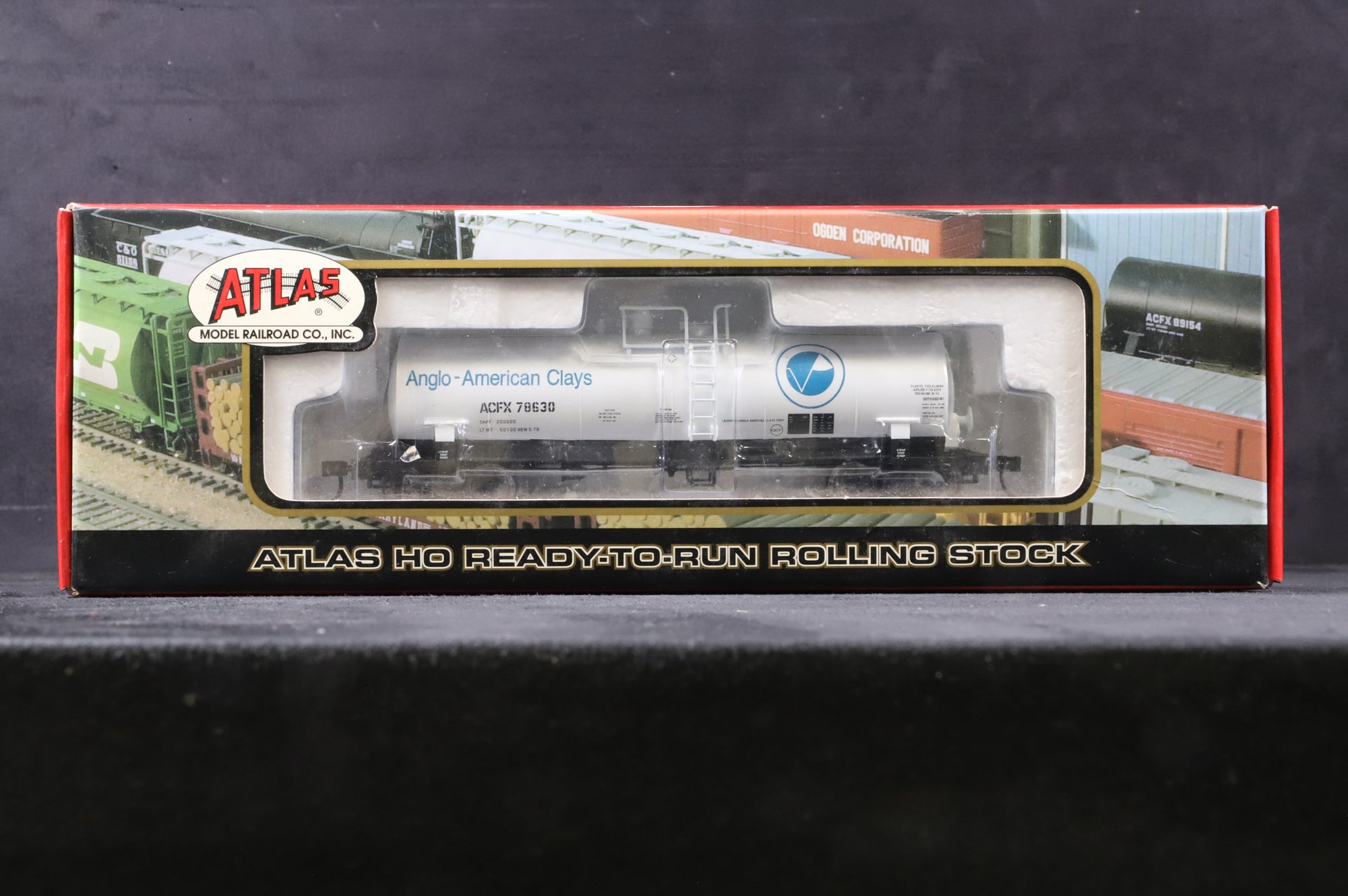 Atlas HO Rake Of 4 Assorted Private Owner Wagons Inc. 1776-1, 1712-1, 1505-1 & 20 000 005