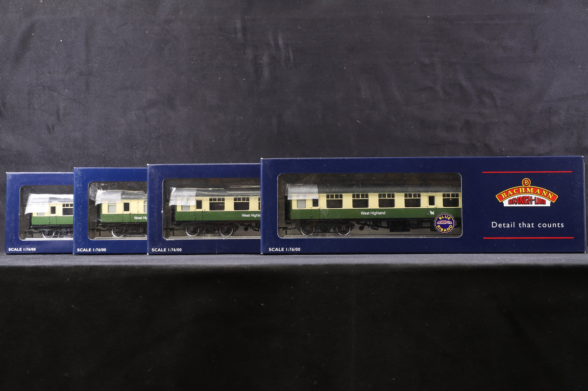 Bachmann OO 39-000X Mk1 Coach Pack (3x SO &amp; 1x BCK) BR ScotRail West Highland Line, Green &amp; Cream