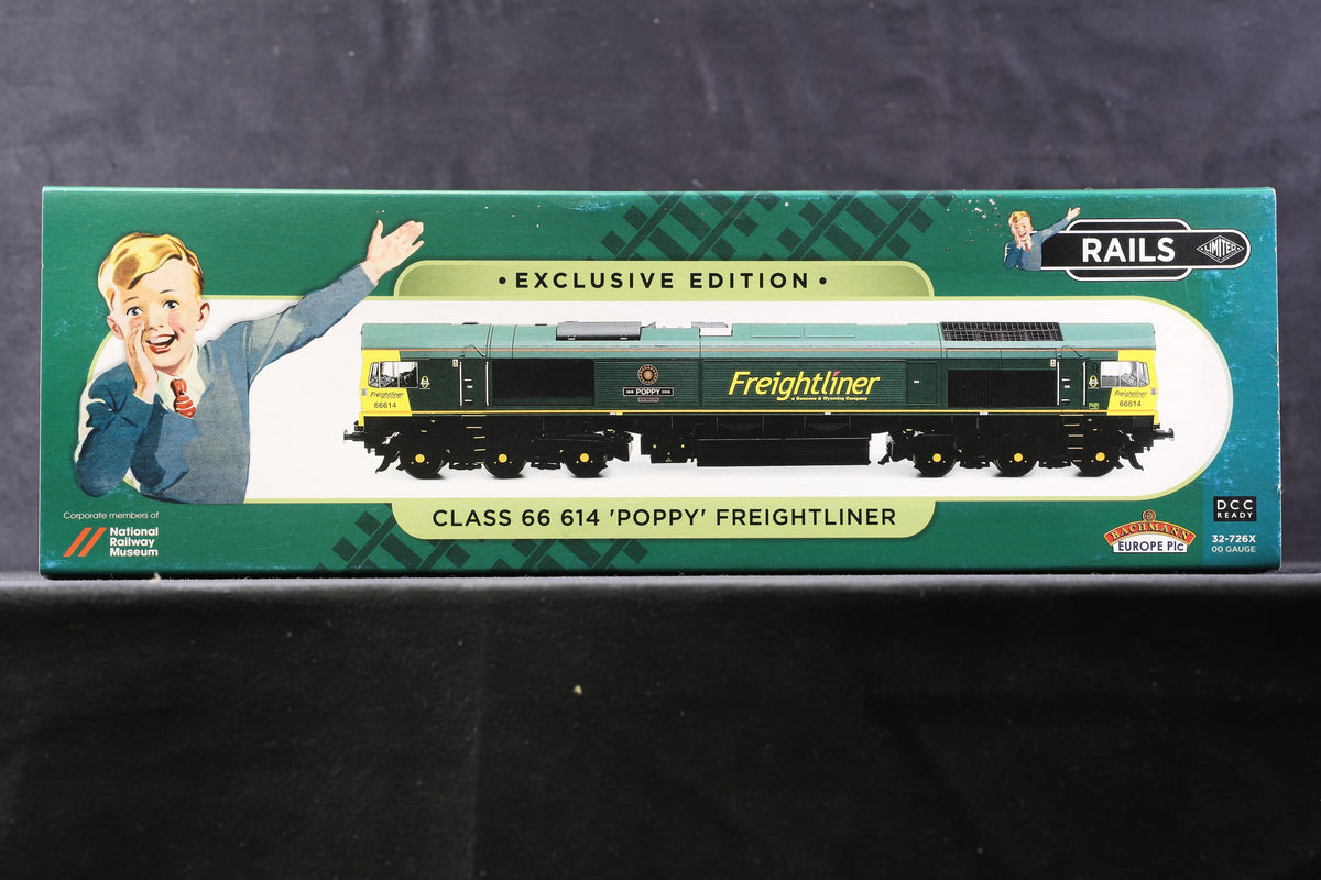 Bachmann OO 32-726X Class 66 &#39;66614&#39; &#39;Poppy&#39; Freightliner Excl. Rails, DCC Sound