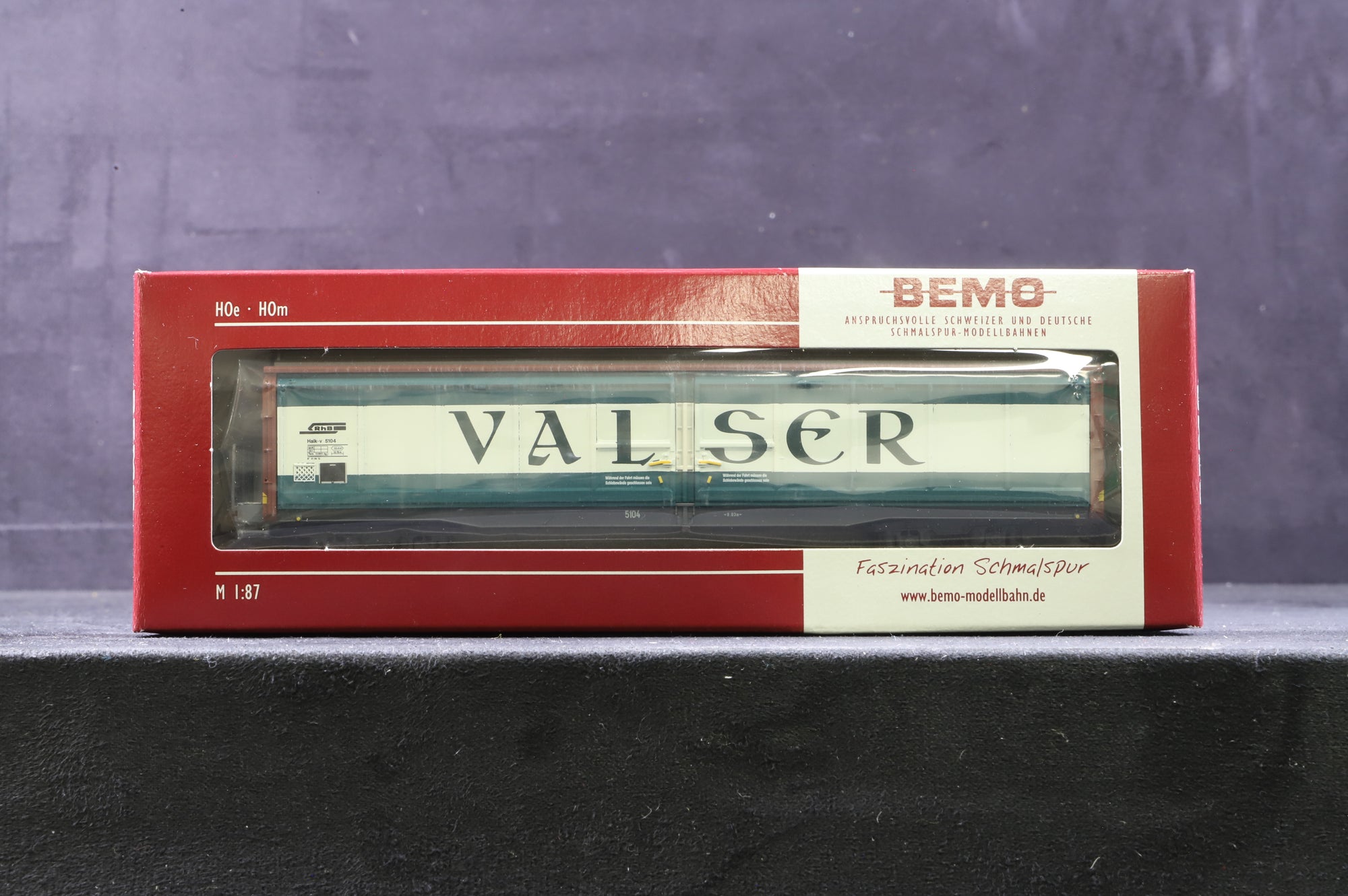 Bemo HOe-HOm Rake Of 3 RhB Valser Wagons Inc. 2278 125, 2278 124 & 2278 113
