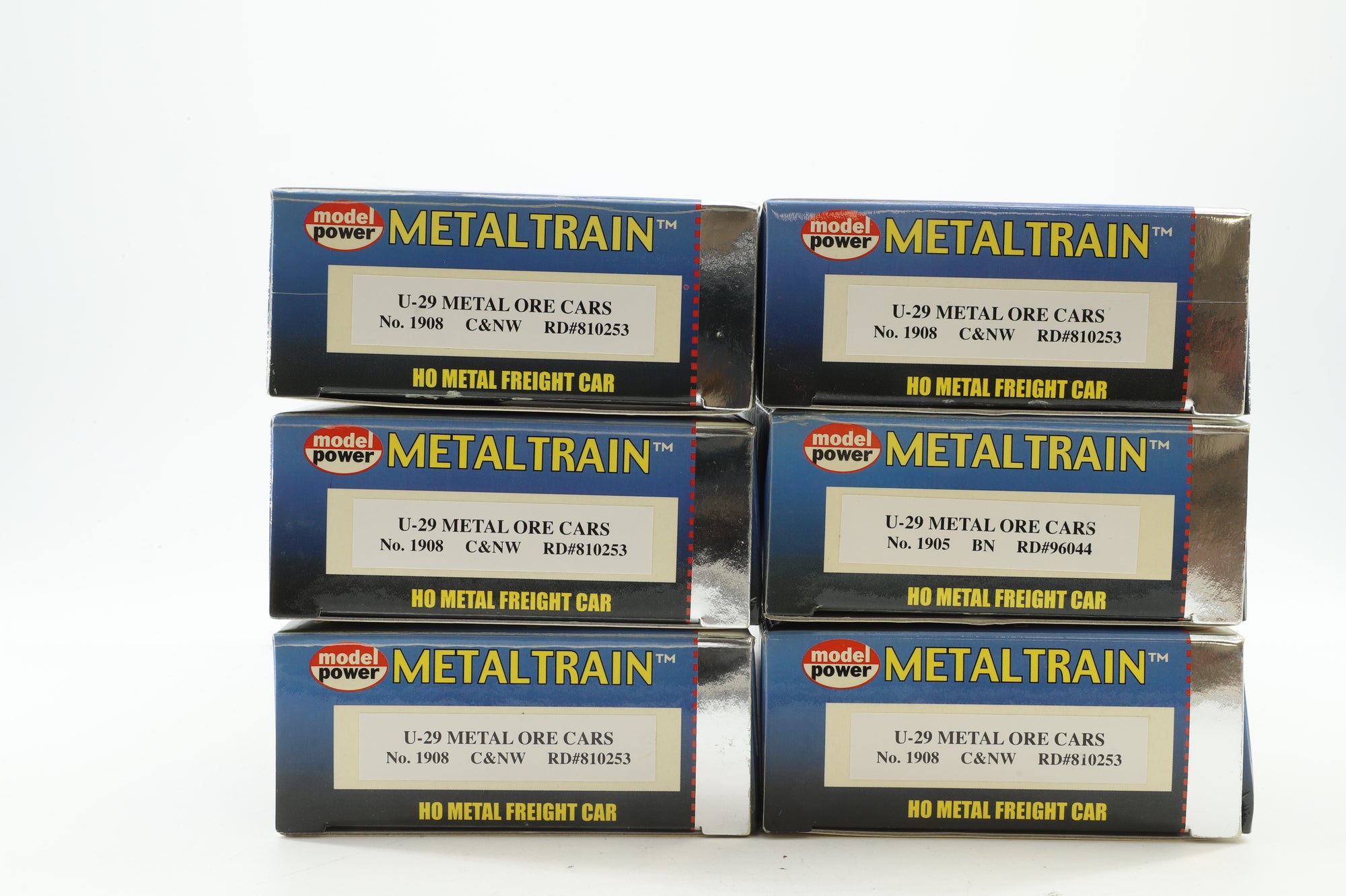 Model Power Metal Trains Rake of 6 U-29 Metal Ore Cars in DMIR Brown - Pro-Customised/Weathered
