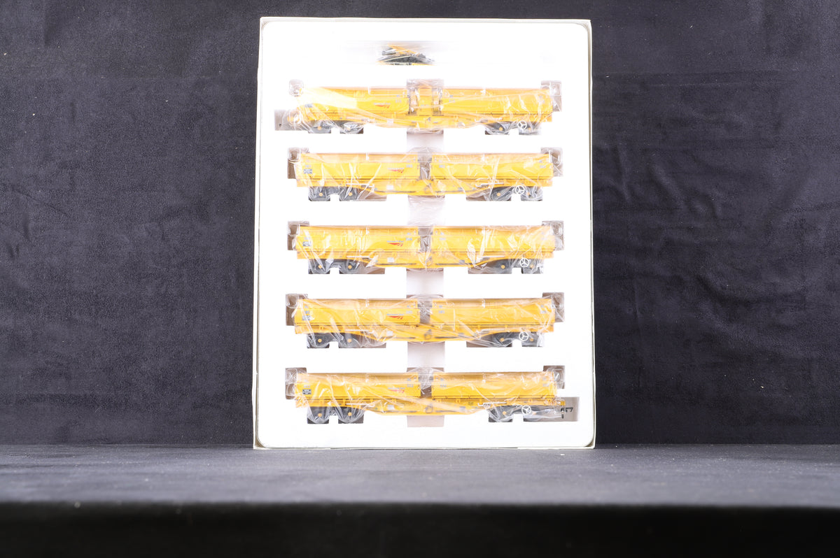 Dapol OO B859D MRA Side Tipping Ballast Wagon 5 Car Set Network Rail Yellow