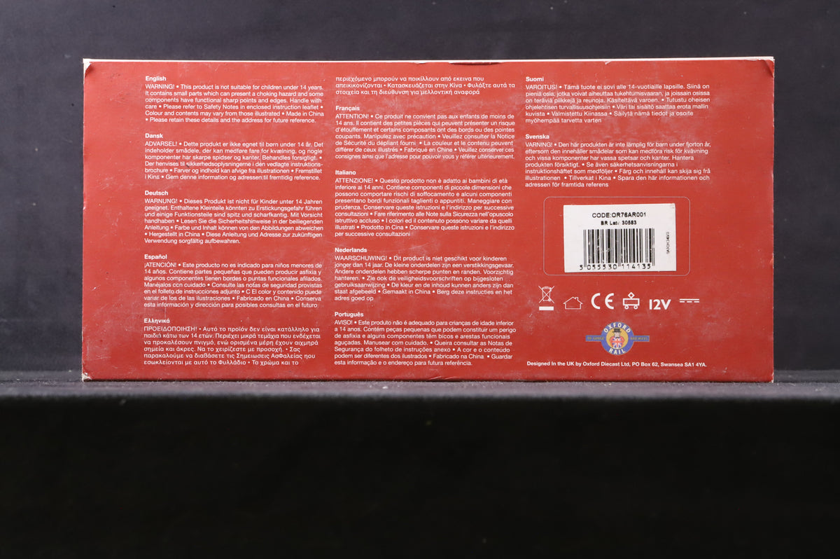 WORKSHOP Oxford Rail OO OR76AR001 Adams Radial &#39;30583&#39; BR Lined Black L/C Non Runner