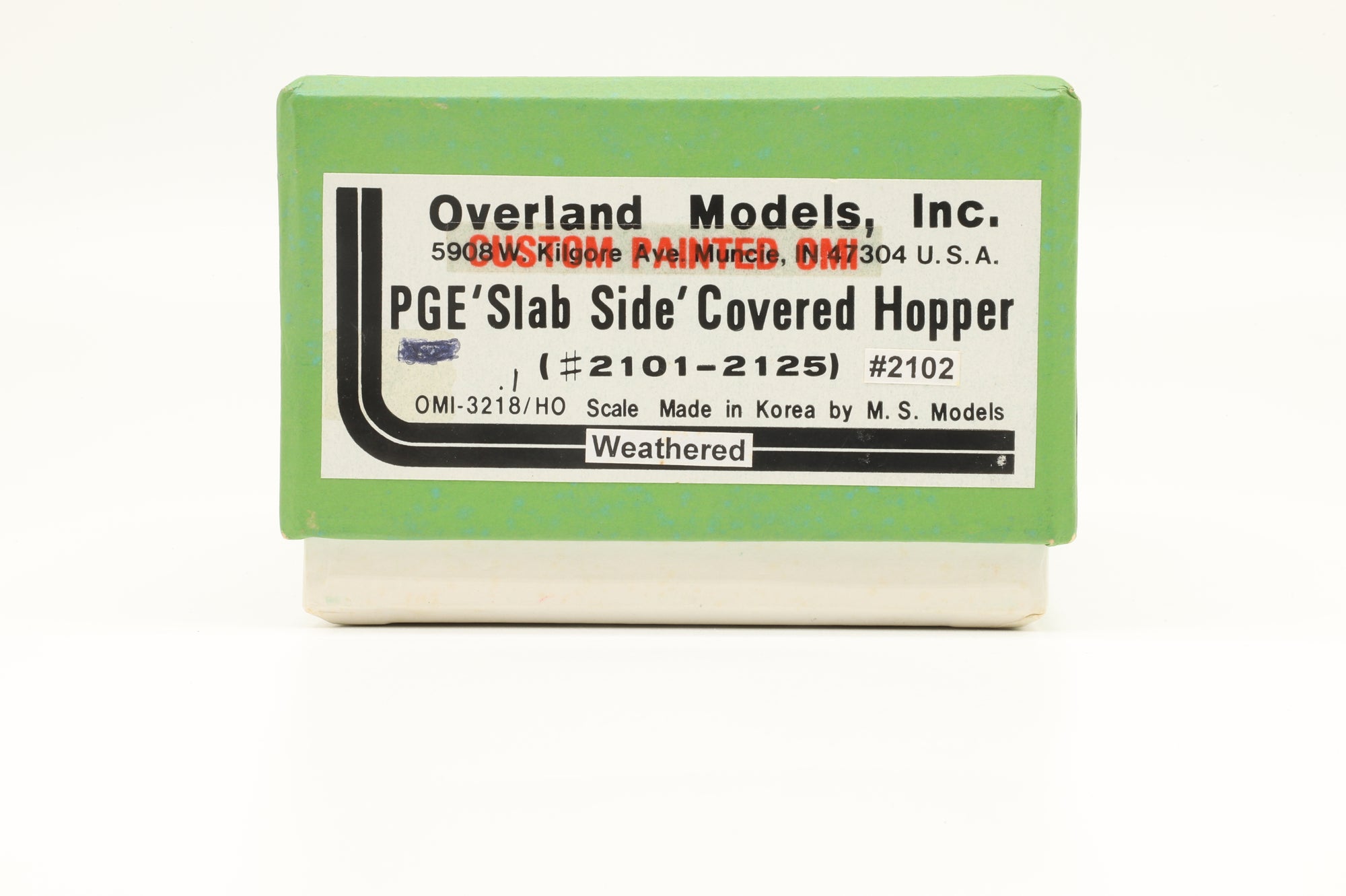 Overland Models Inc. HO Brass OMI-3218 P.G.E Slab Side Covered Hopper '2102' Weathered