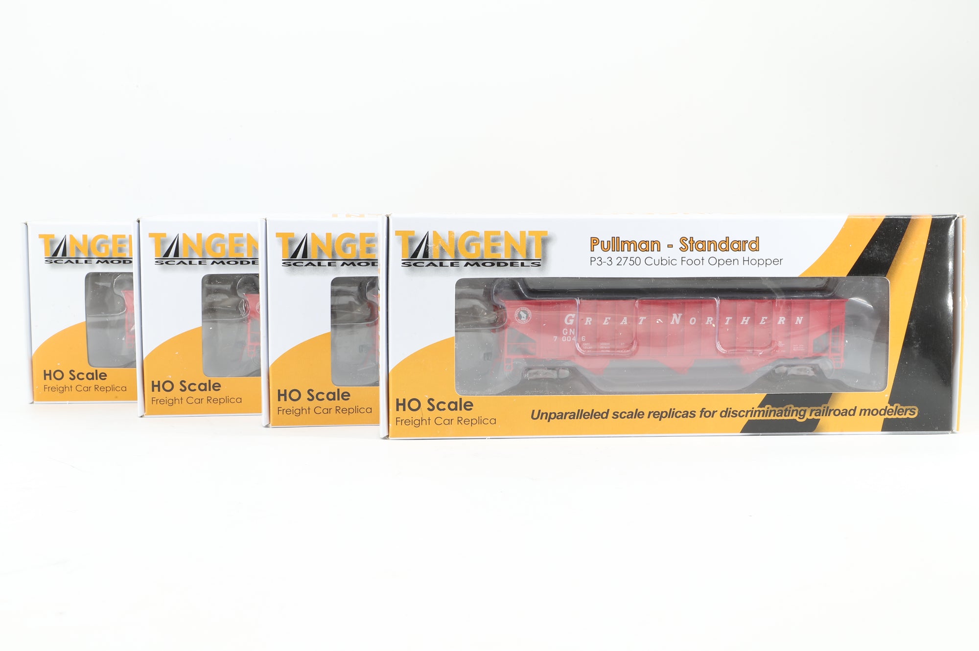 Tangent Scale Models HO Rake Of 4 PS-3 GN Open Hopper Wagons Inc. 15011-02, 03, 06 & 12