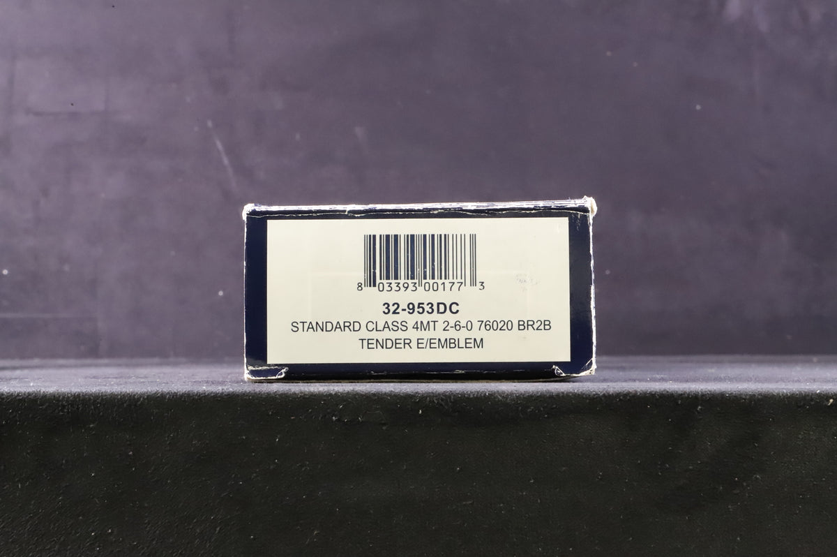 Bachmann OO 32-953DC Standard Class 4MT 76020 in Lined BR Black w/ Early Crests - Weathered