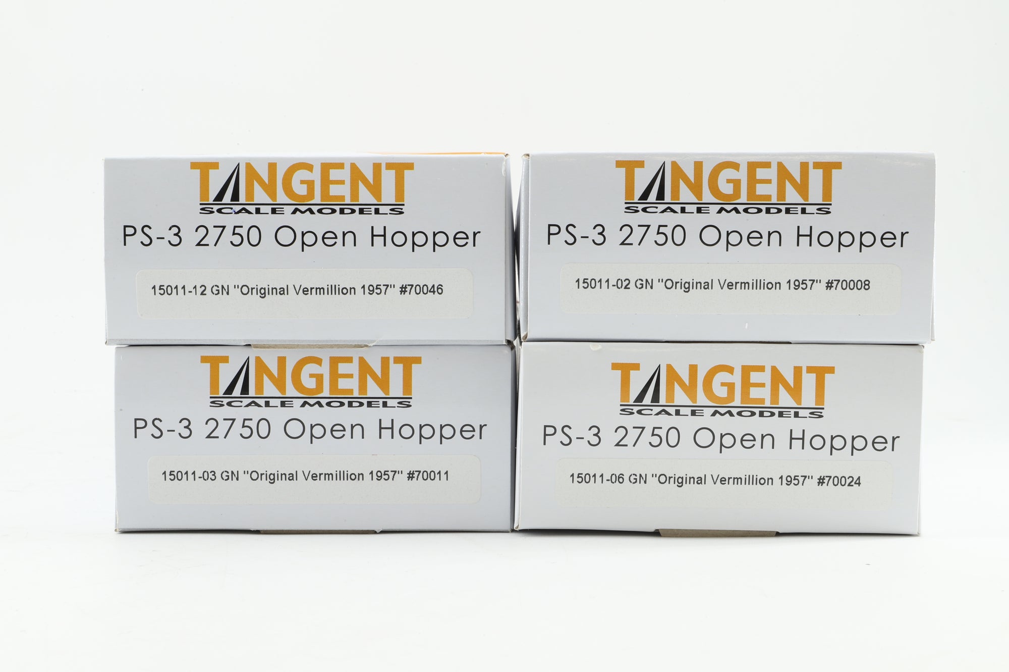 Tangent Scale Models HO Rake Of 4 PS-3 GN Open Hopper Wagons Inc. 15011-02, 03, 06 & 12