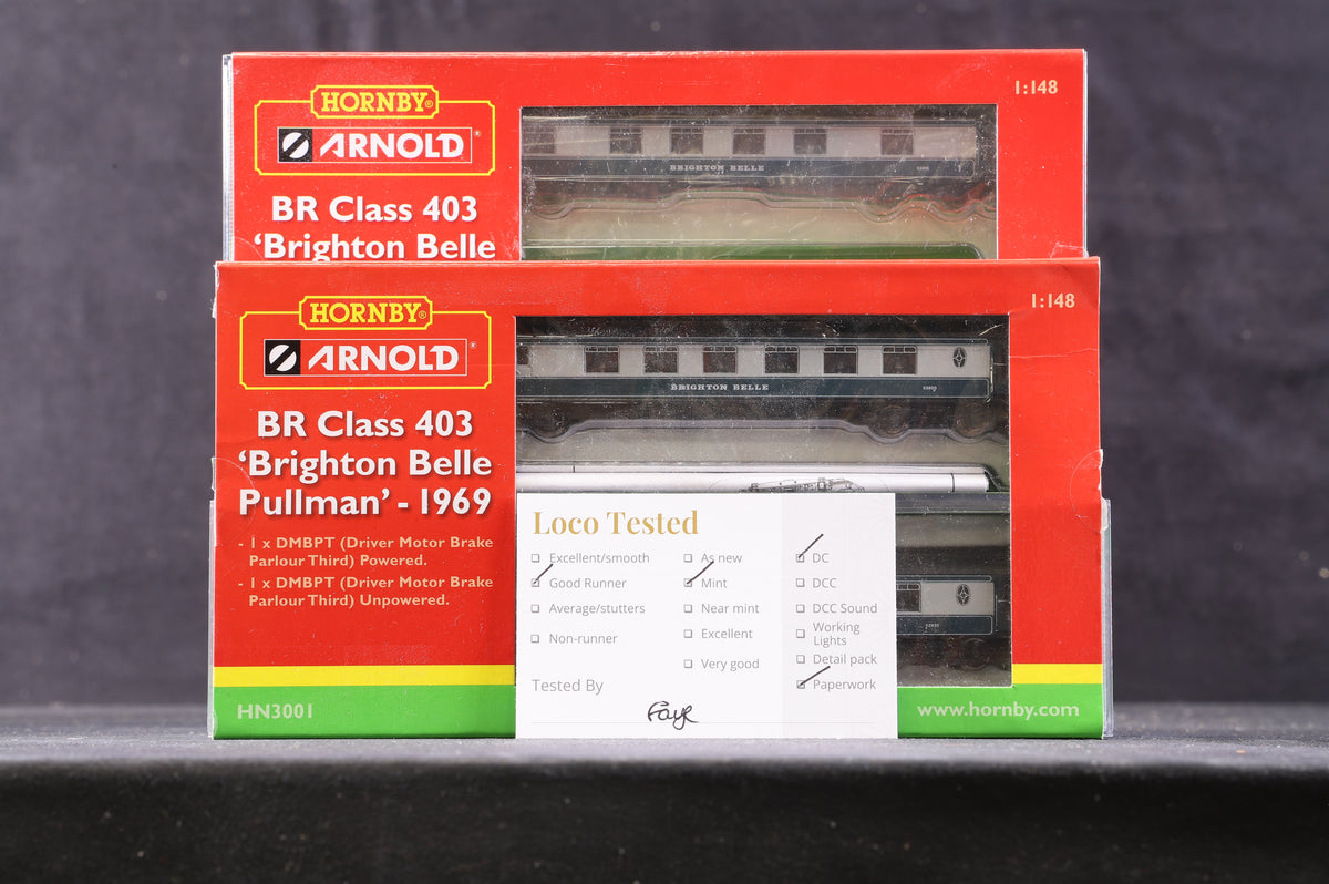 Hornby Arnold N BR Class 403 Brighton Belle Pullman &amp; 3 Coaches