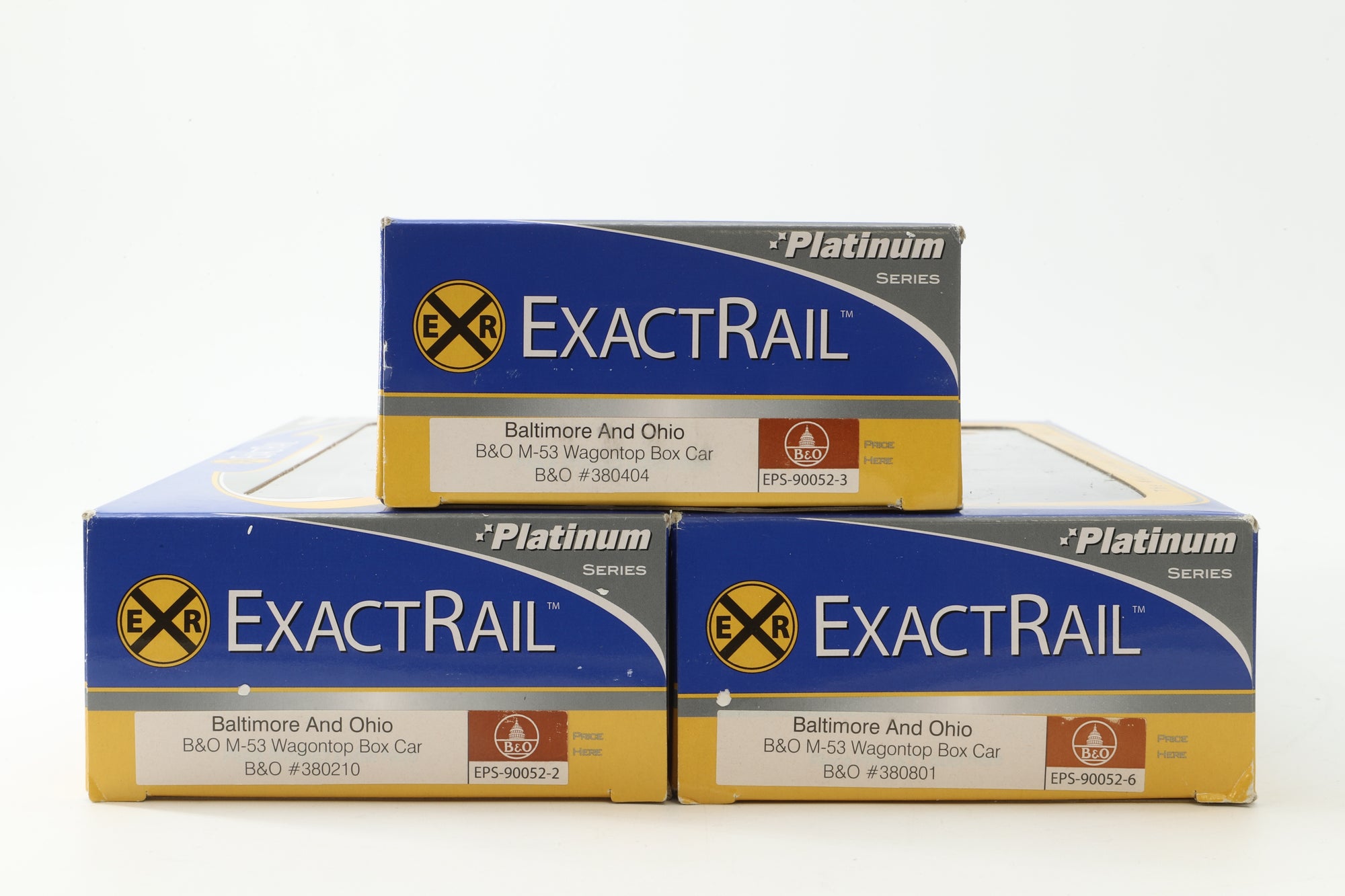 Exact Rail HO Rake Of 3 B&O M-53 Wagontop Box Car Inc. EPS 90052-2, 90052-3 & 90052-6