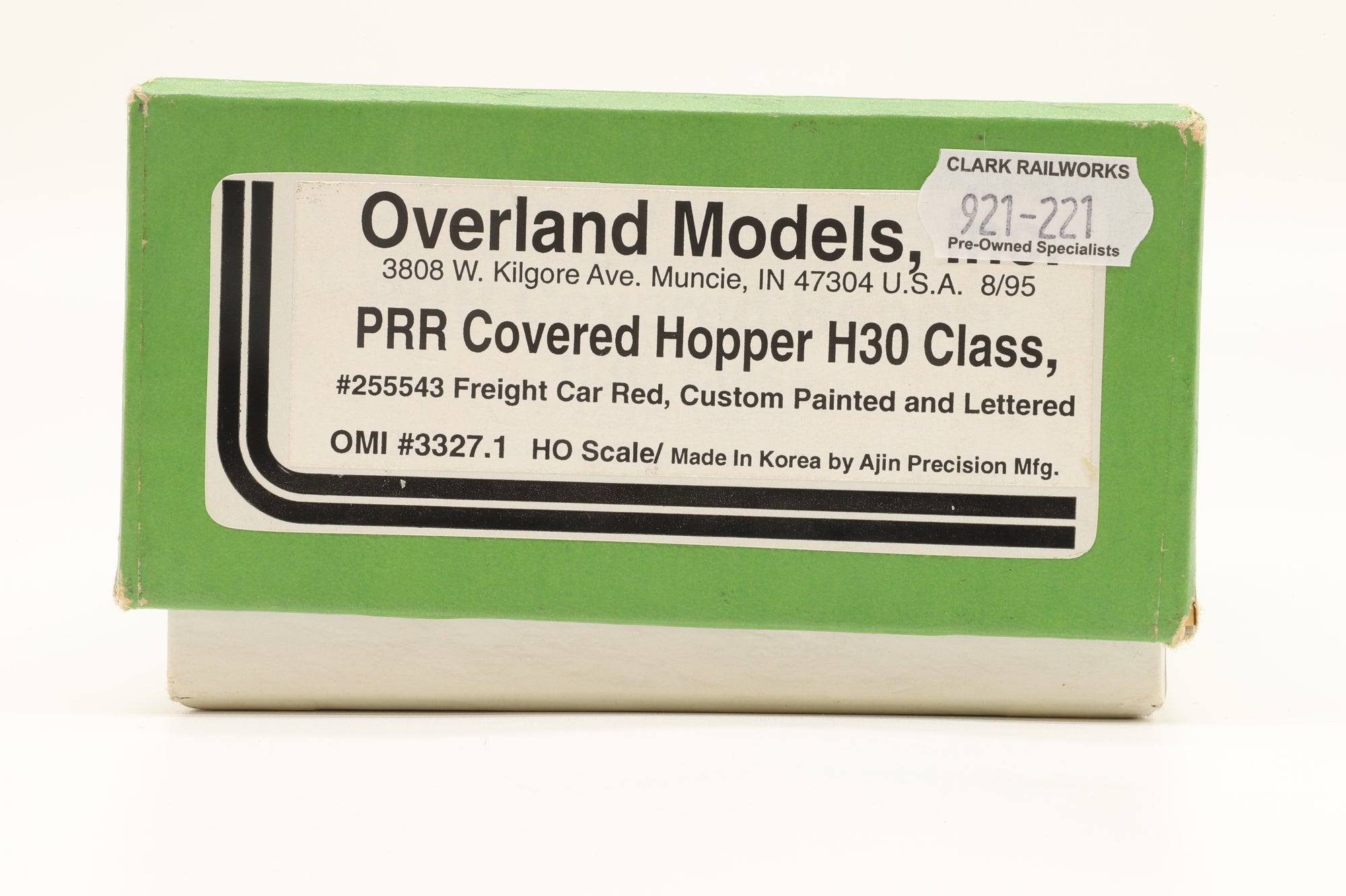 Overland Models Inc. HO Brass OMI-3327.1 PRR Covered Hopper H30 Class Freight Car Red '255 543' Weathered