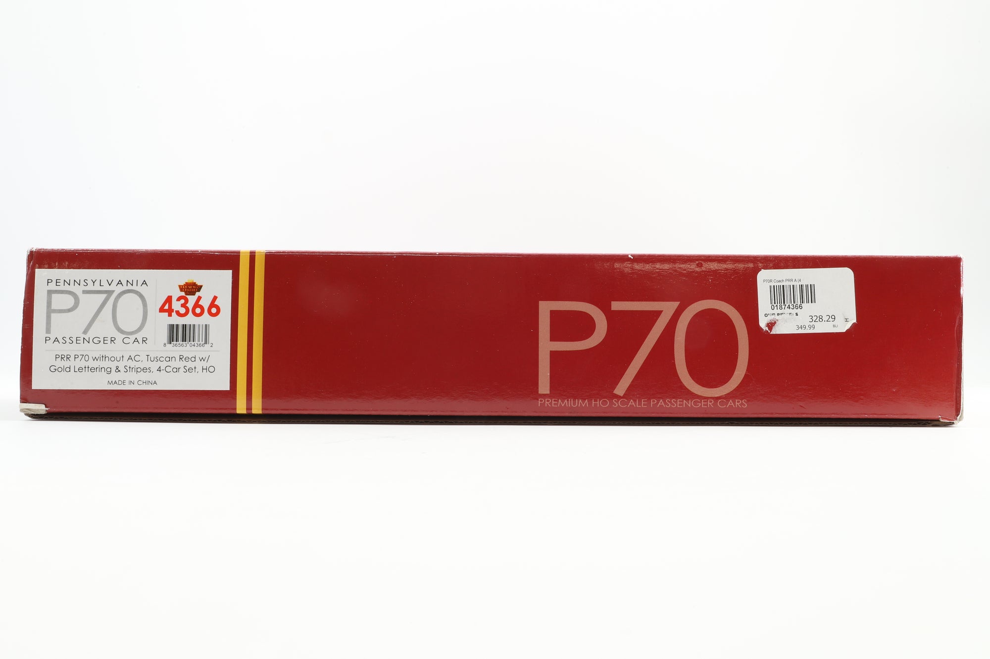 Broadway Imports HO Pennsylvania Passenger Car PRR P70 without AC Tucson Red w/Gold Lettering & Stripes, 4-Car Set