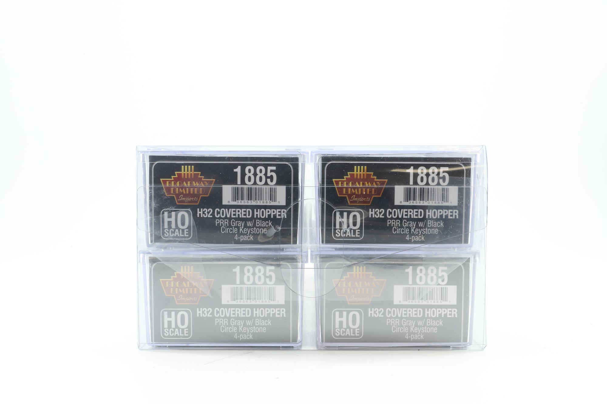 Broadway Limited HO 1885 Pack of 4 H32 Covered Hoppers in PRR Grey