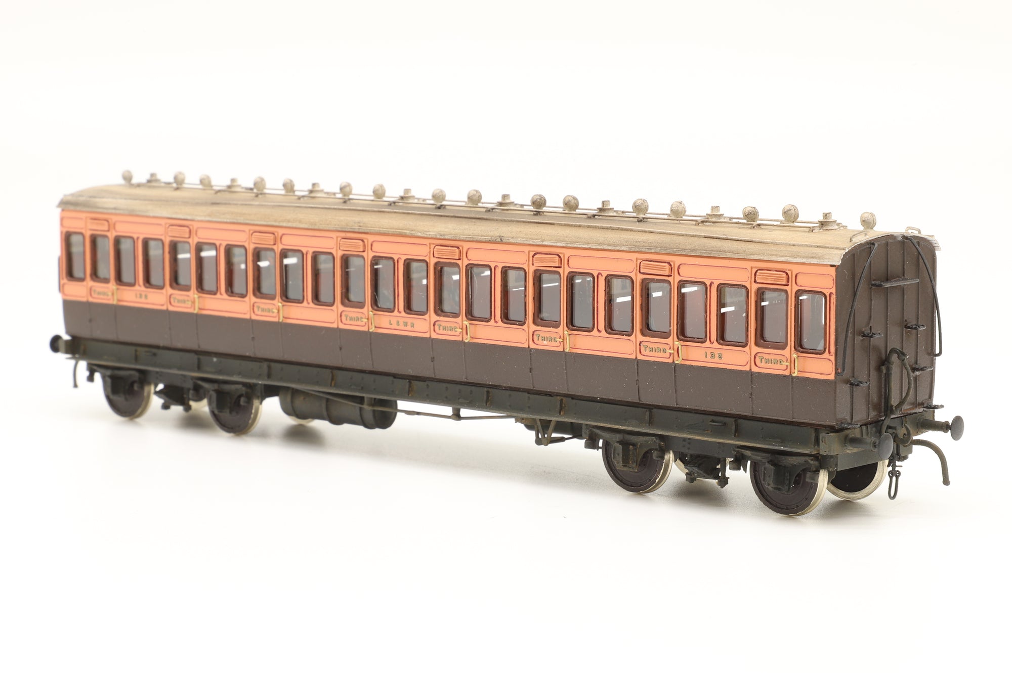 Roxey P4 Kit Built Rake of 4 LSWR Coaches, Weathered