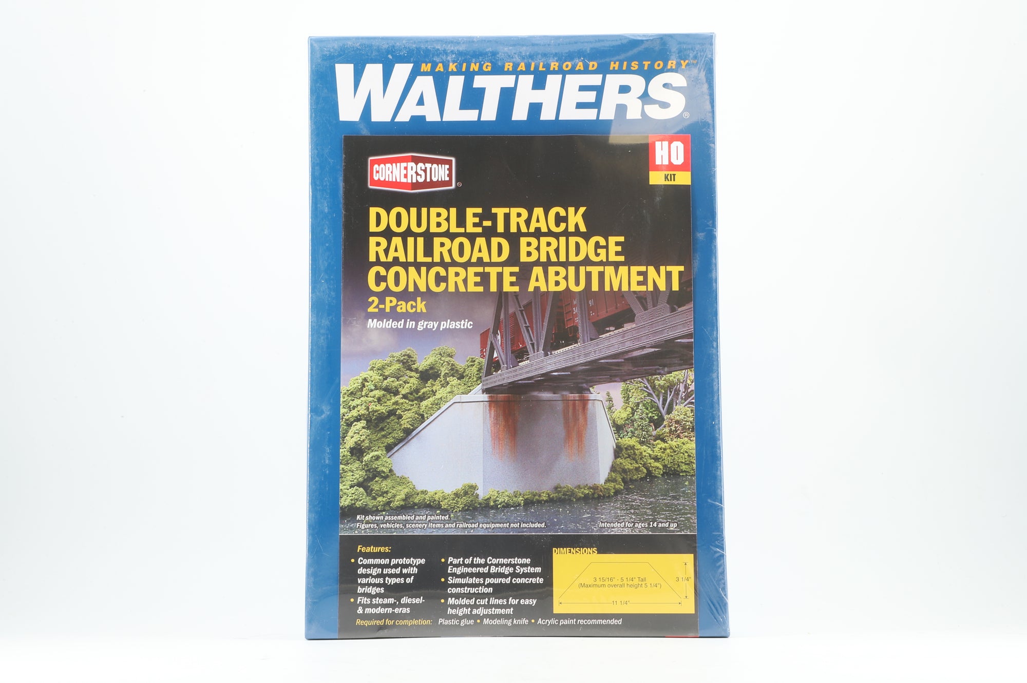 Walthers HO 933-4553 Double-Track Railroad Bridge Concrete Abutments 2-Pack