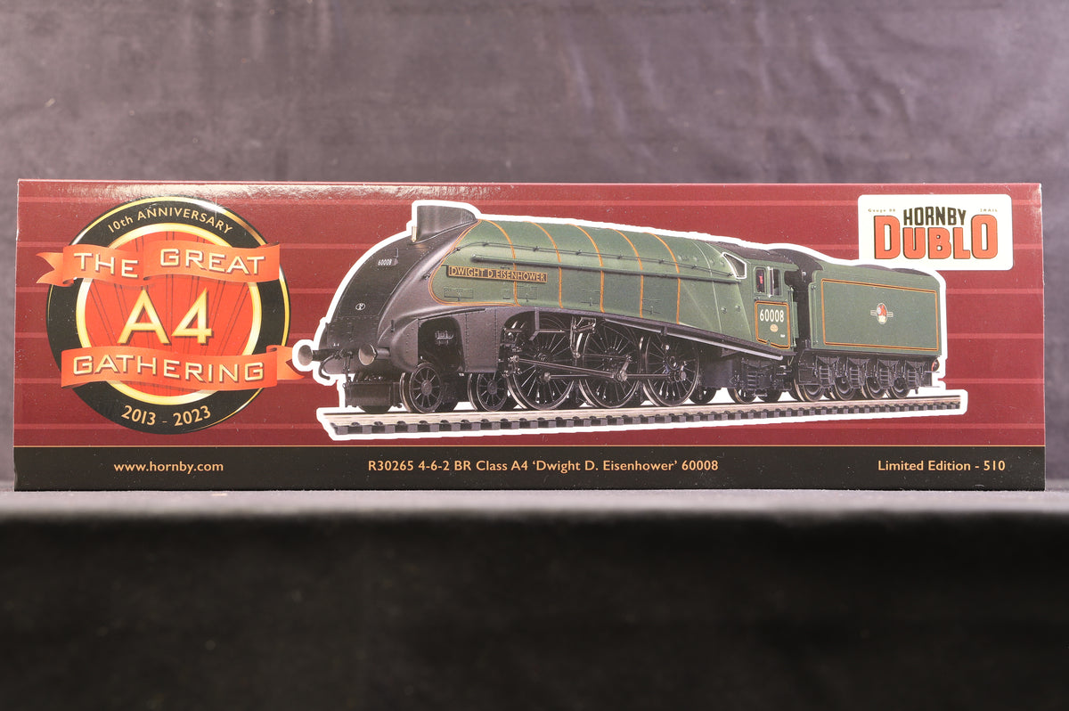 Hornby A4 R30265 4-6-2 BR Class &#39;Dwight D. Eisenhower&#39; &#39;60008&#39; BR Lined Green L/C, Ltd Ed