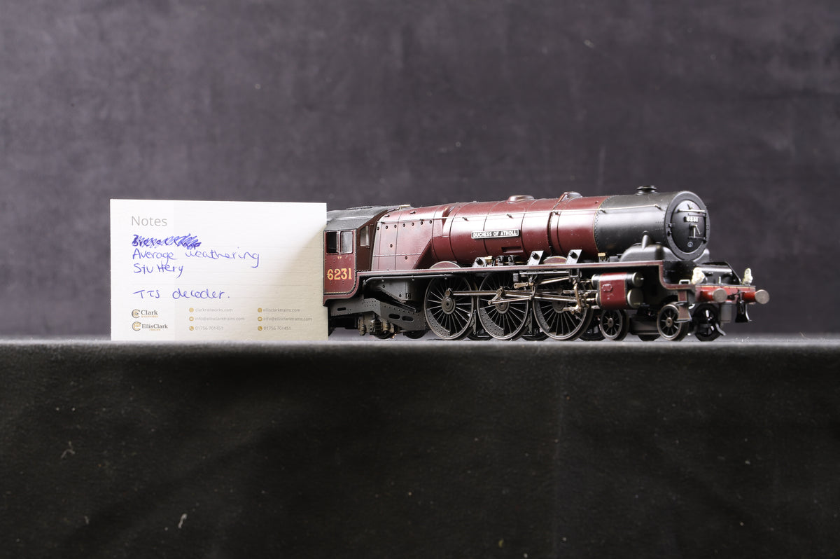 Hornby OO R3553 Princess Coronation Class &#39;Duchess of Atholl&#39; &#39;6231&#39; LMS Maroon Weathered, DCC Sound