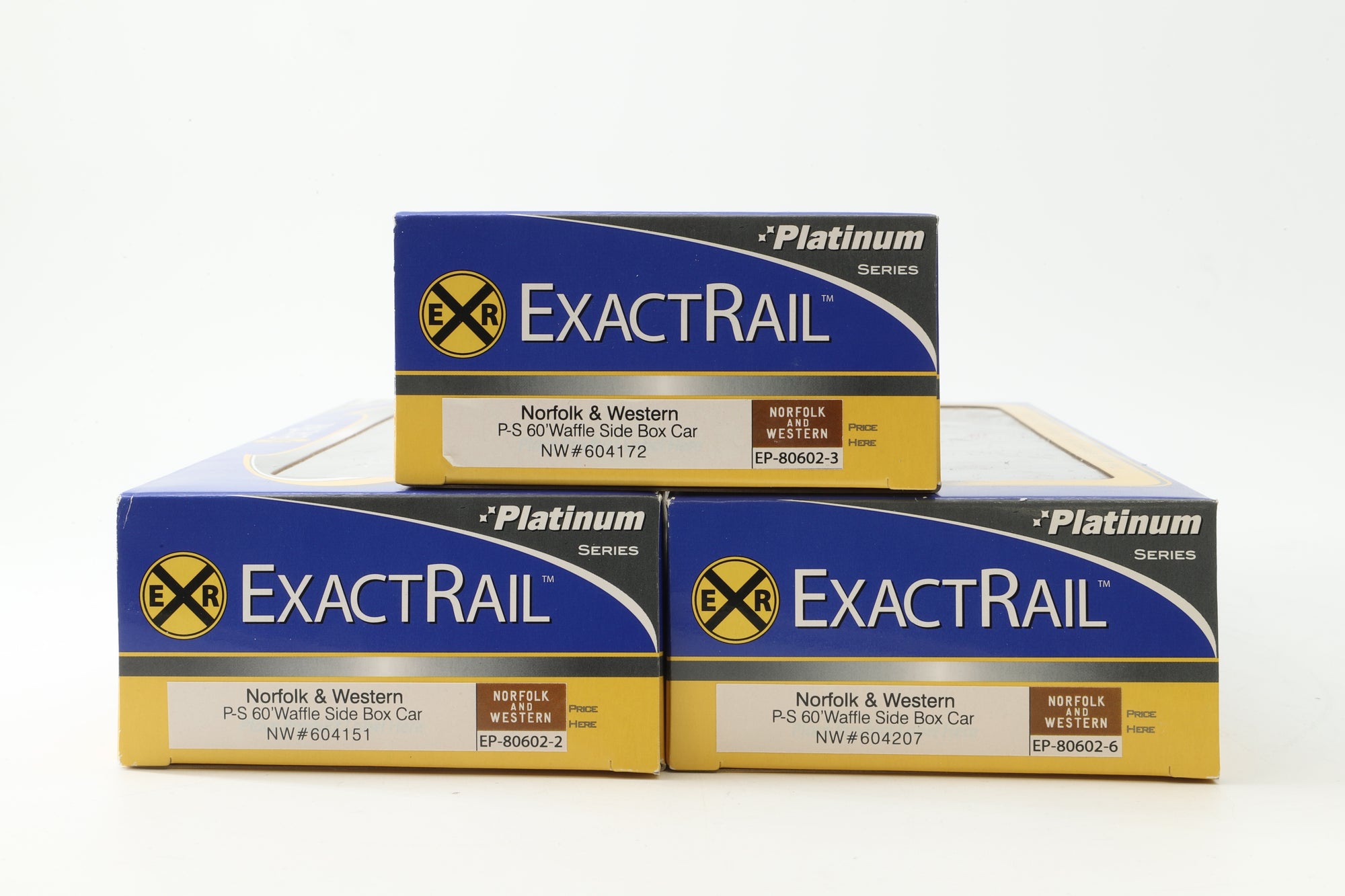 Exact Rail HO Rake Of 3 N&W P-S 60' Waffle Side Box Cars Inc. EP80602-2, 80602-6 & 80602-3