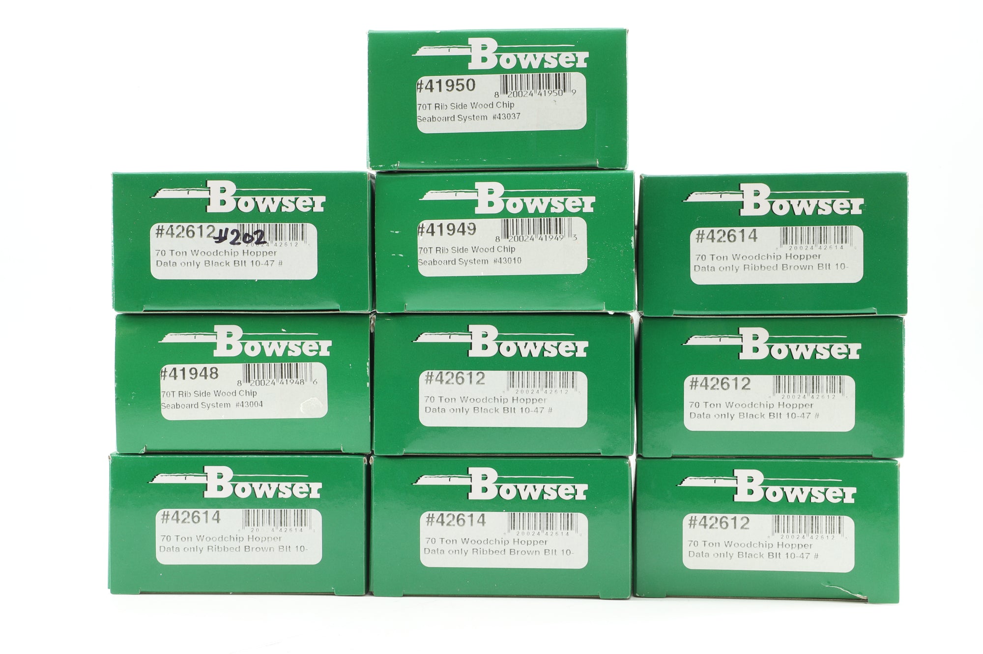 Bowser HO Rake Of 10 70T Assorted Hopper Wagons Inc. 41950, 42614x3, 42612x4, 41948 & 41949