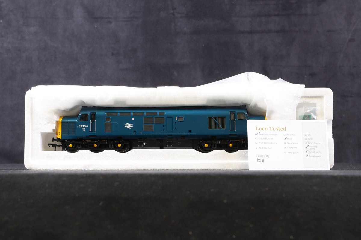 Bachmann OO 32-776DS Class 37/0 37254 with Plated Centre Head Code in BR Blue (DCC Sound Fitted)