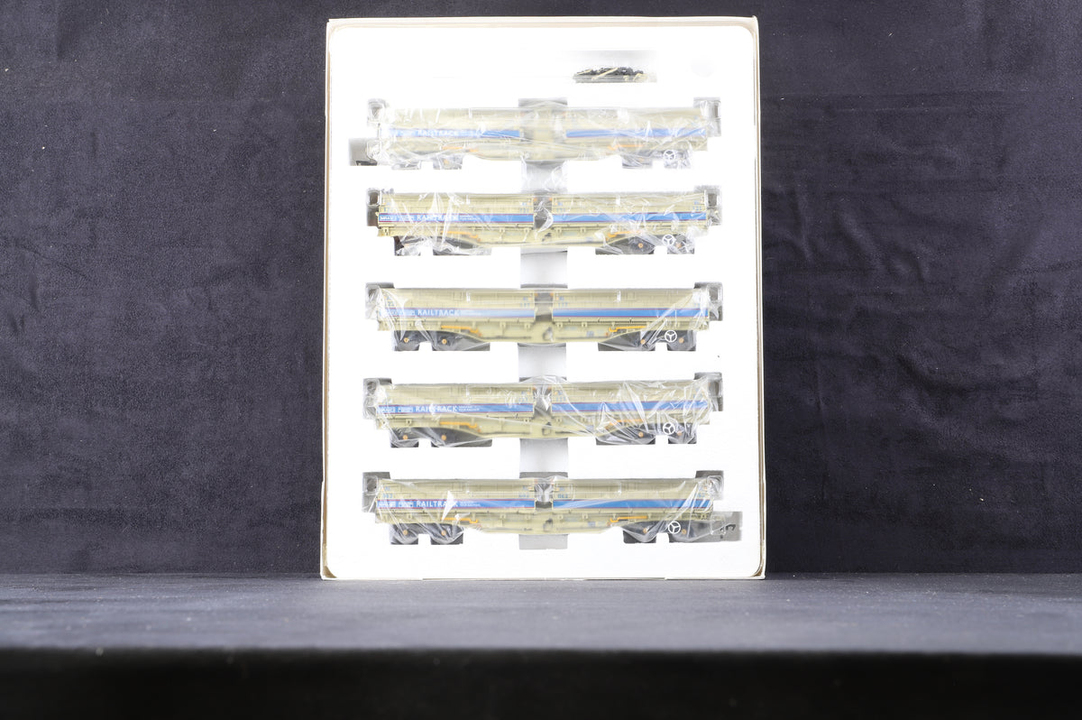 Dapol OO B859C MRA Side Tipping Ballast Wagon Set Railtrack Blue &amp; Grey