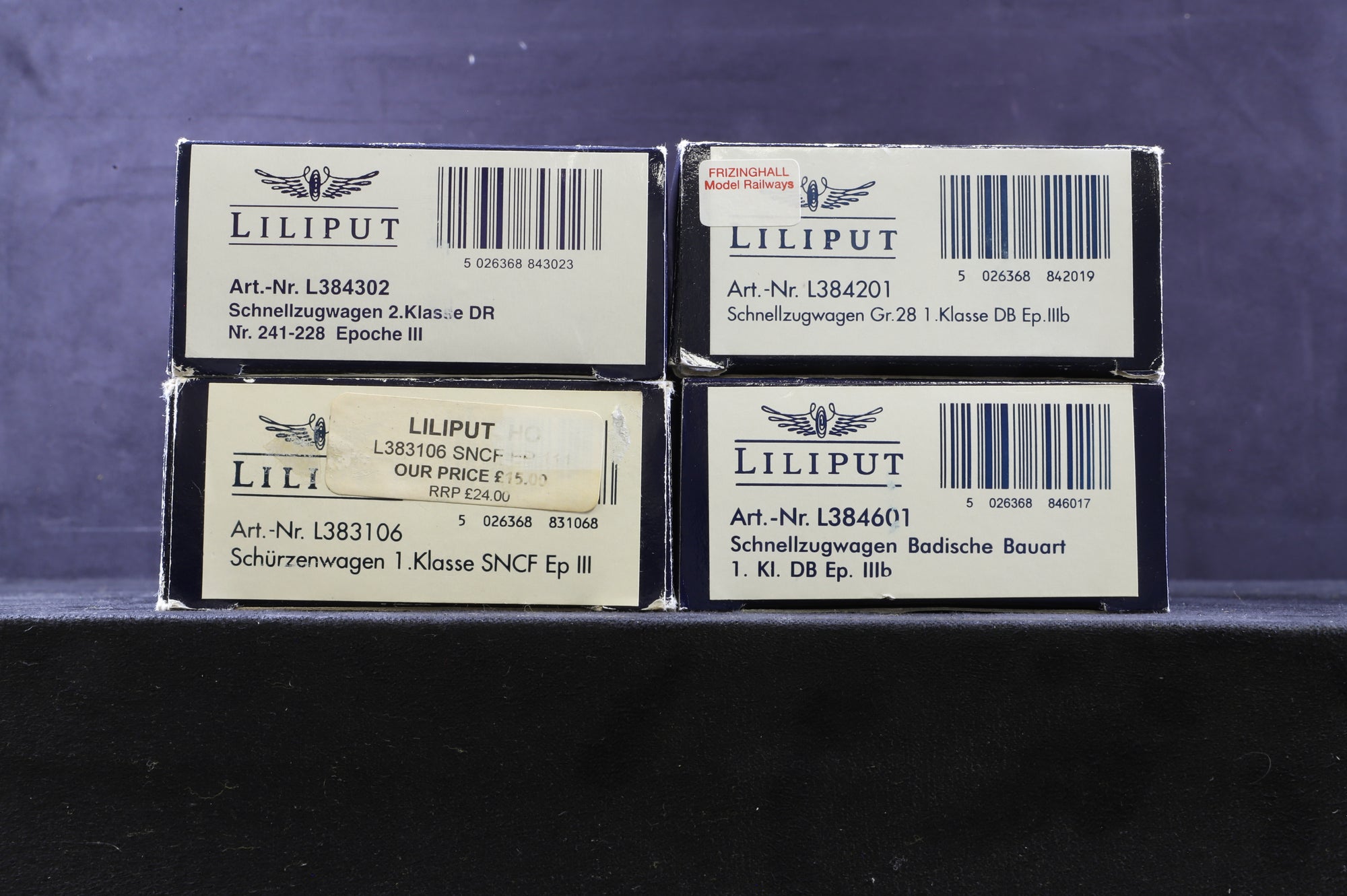 Liliput HO Rake Of 4 DB/ DR Coches Inc. L384201, L384601,L384302 & L383106