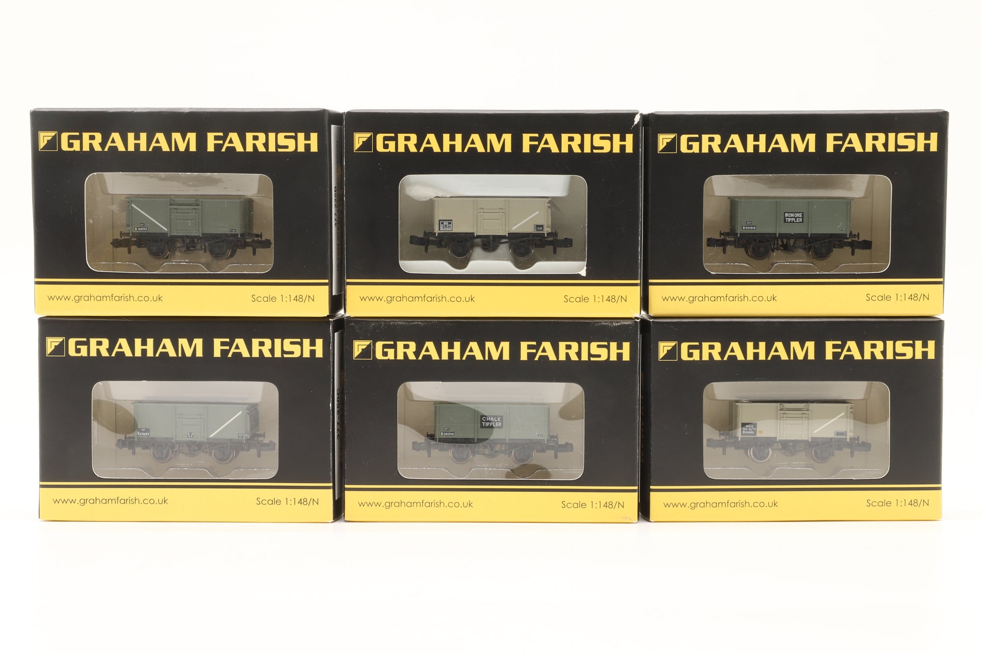 Graham Farish N Rake of 6 16 Ton Steel Mineral Wagons