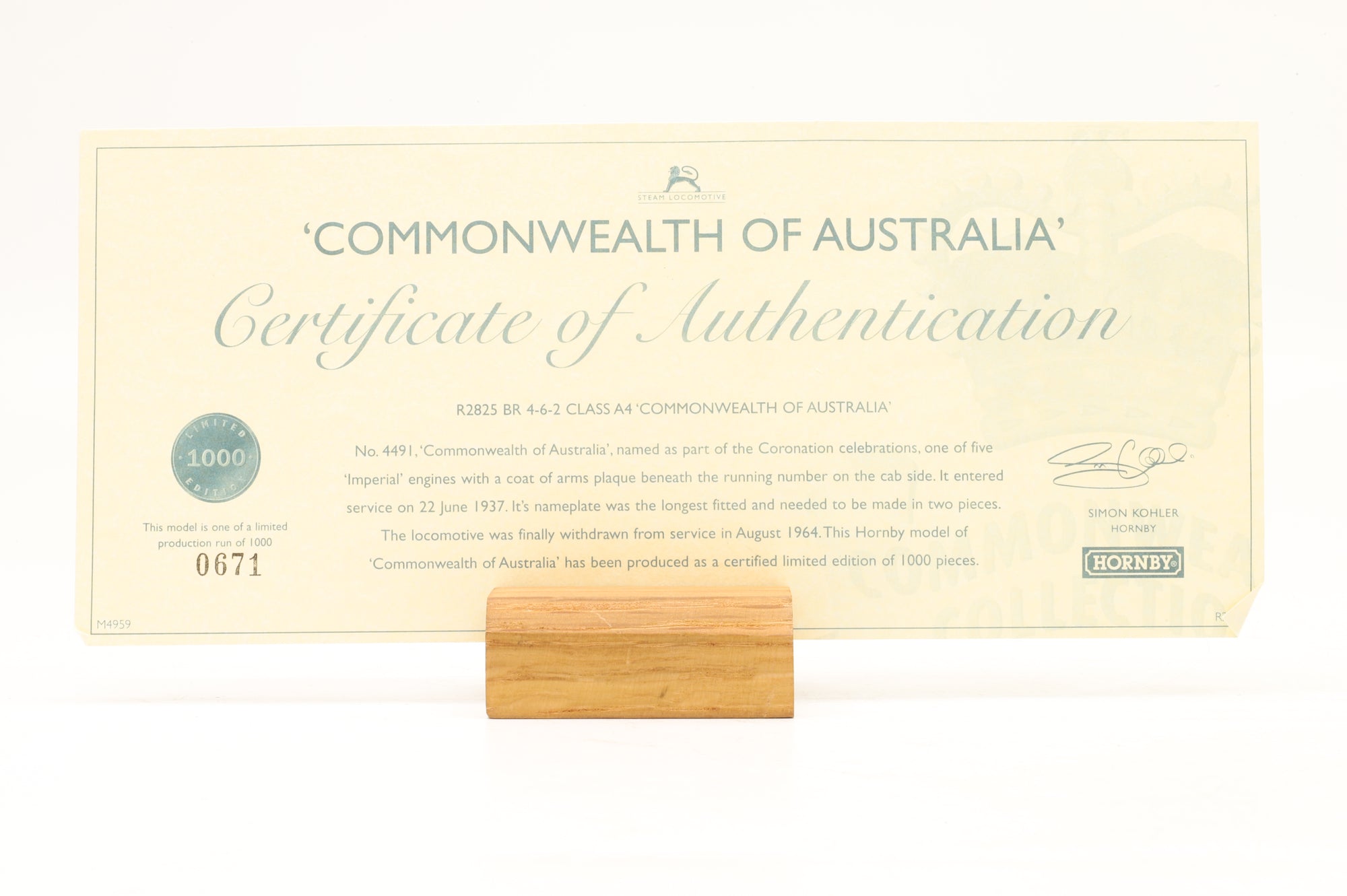Hornby OO R2825 BR 4-6-2 Class A4 60012 'Commonwealth of Australia' Limited Edition 671/1000, DCC Fitted