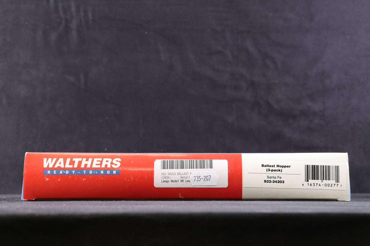 Walthers HO 932-34203 Ballast Hopper Santa Fe 3 Pack